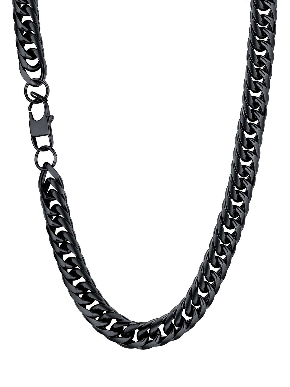 12mm Thick Chunky Franco Curb Link Chain Necklace in Black Plated