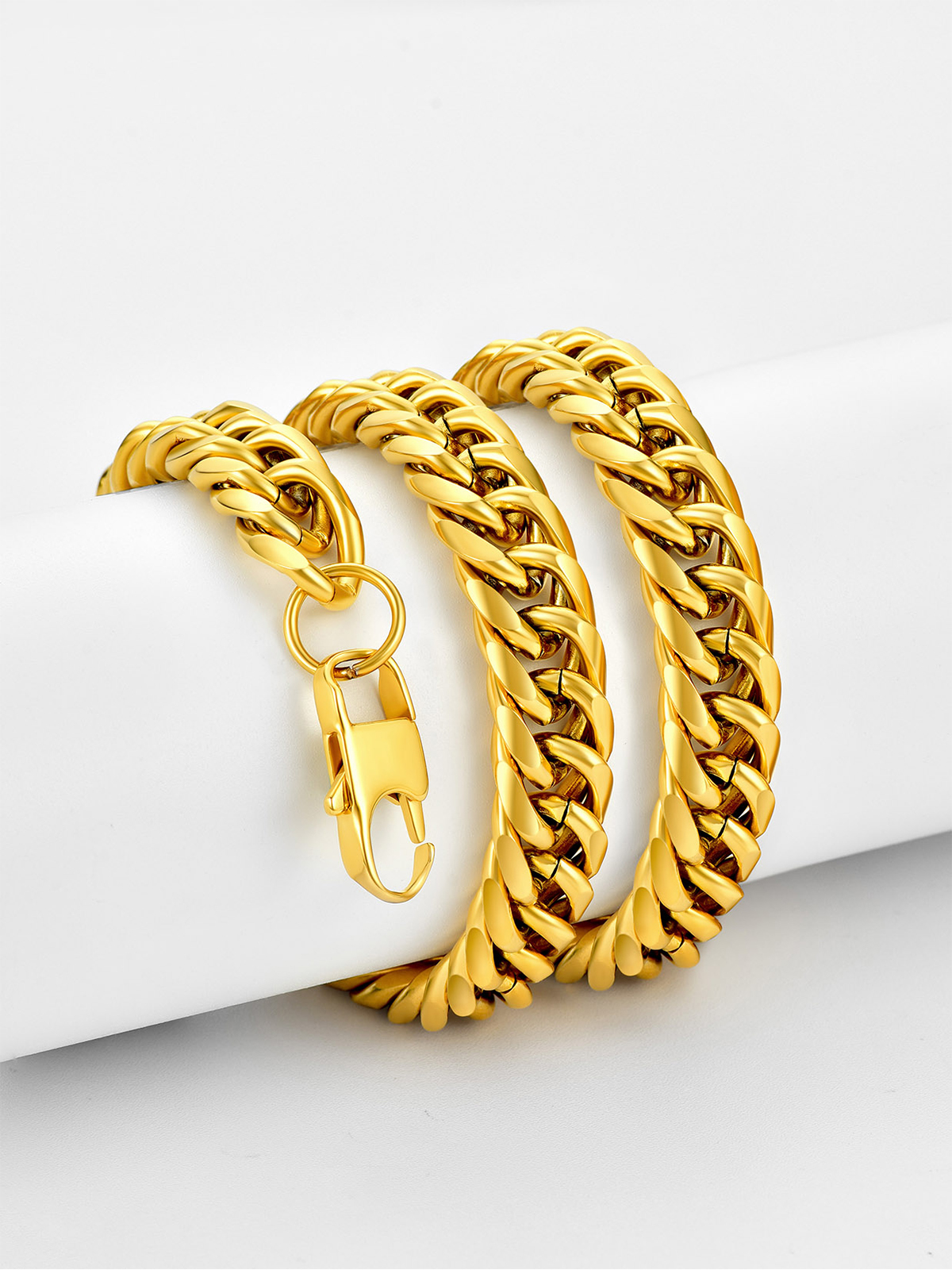 12mm Thick Chunky Franco Curb Link Chain Necklace in 18K Gold Plated