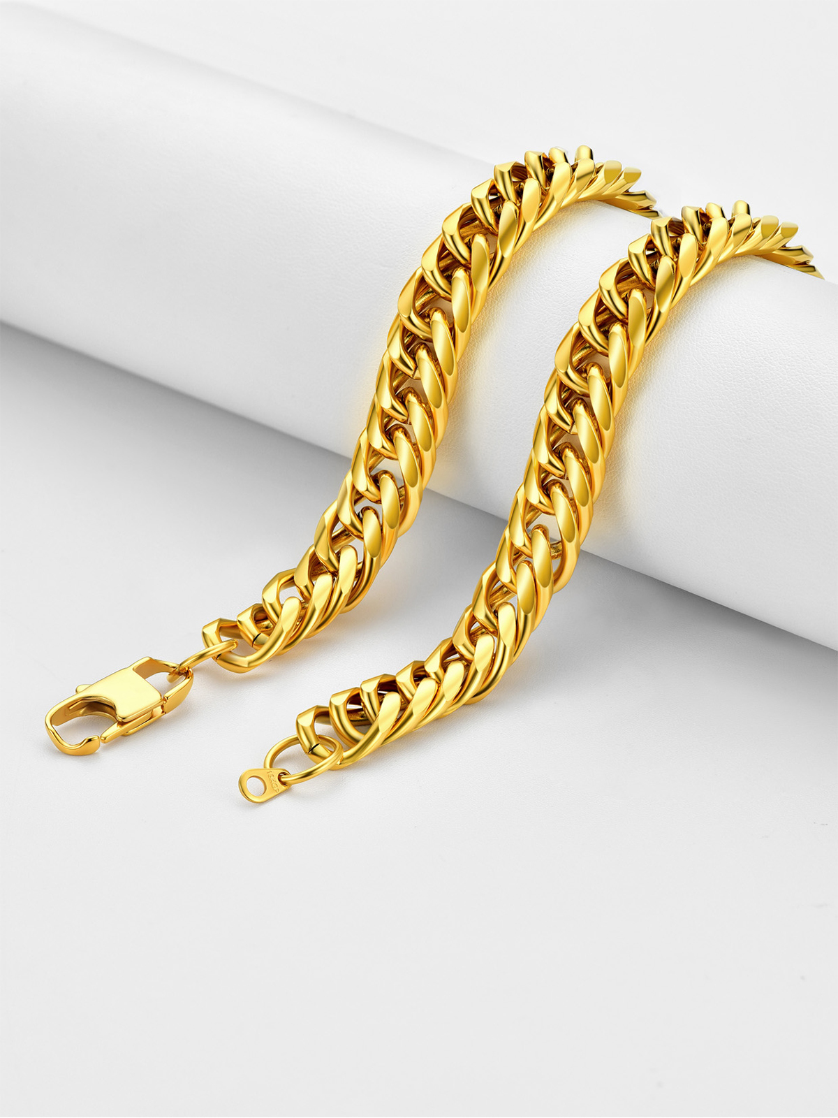 12mm Thick Chunky Franco Curb Link Chain Necklace in 18K Gold Plated