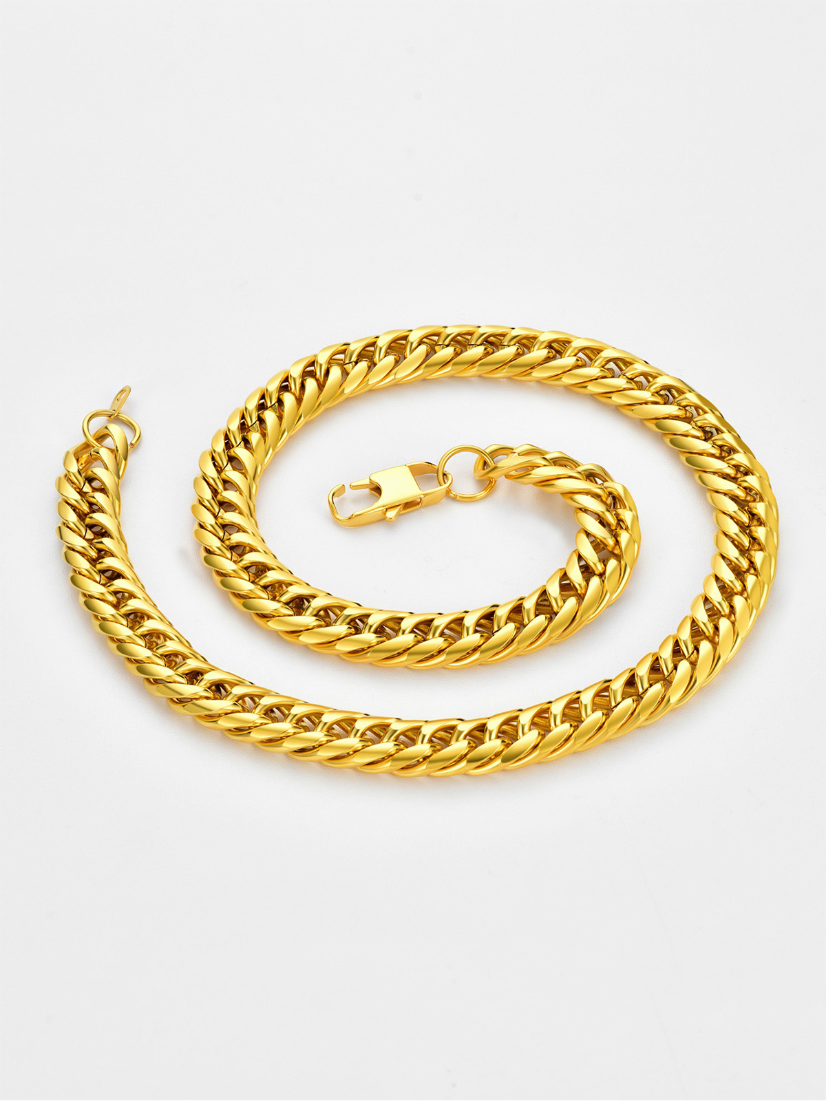 12mm Thick Chunky Franco Curb Link Chain Necklace in 18K Gold Plated