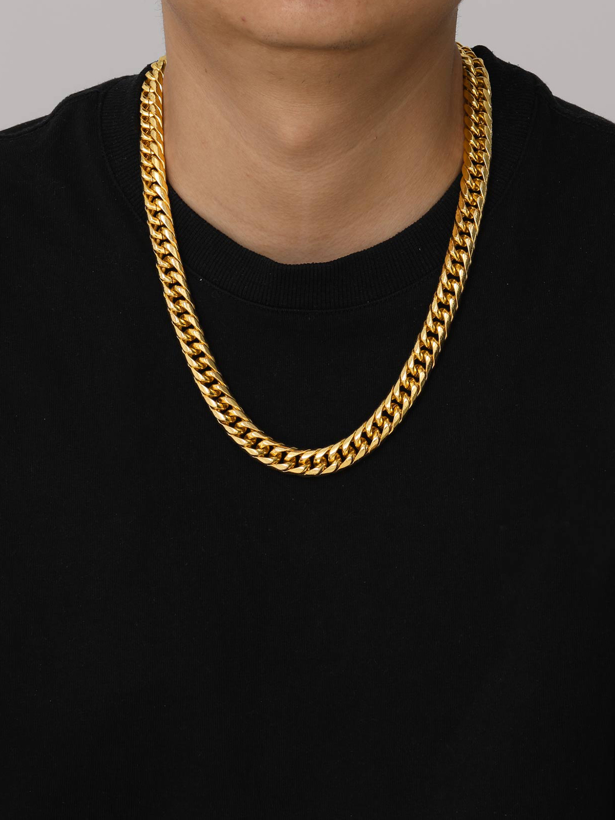 12mm Thick Chunky Franco Curb Link Chain Necklace in 18K Gold Plated