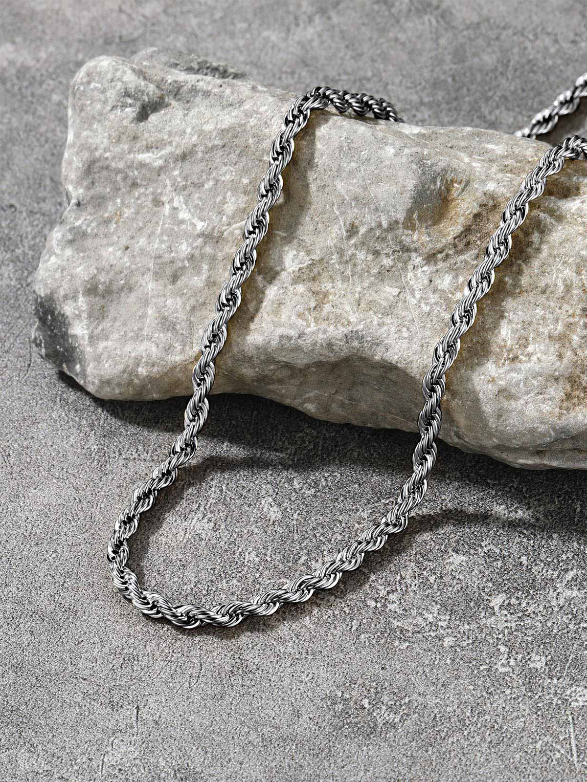 3mm Thick Twisted Rope Chain Necklace in Stainless