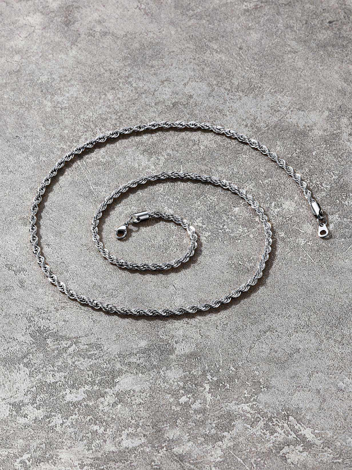 3mm Thick Twisted Rope Chain Necklace in Stainless