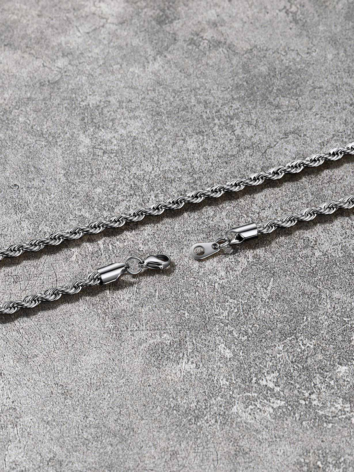 3mm Thick Twisted Rope Chain Necklace in Stainless