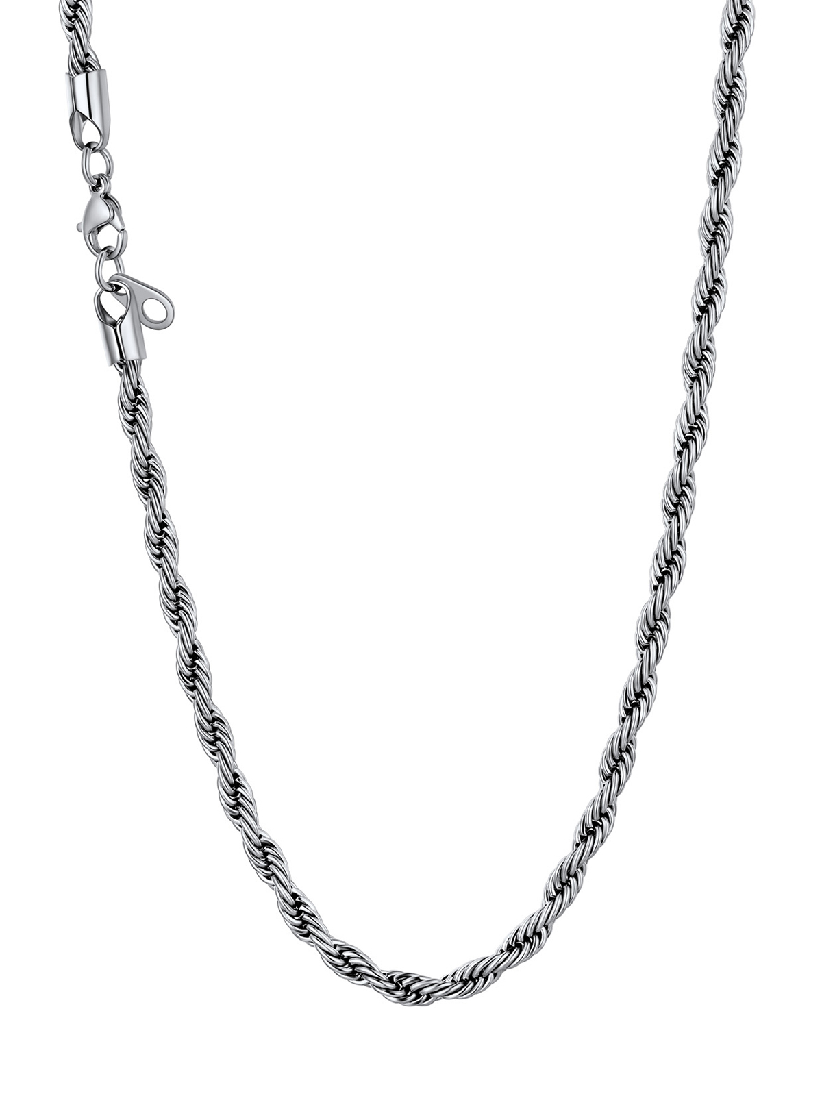 3mm Thick Twisted Rope Chain Necklace in Stainless