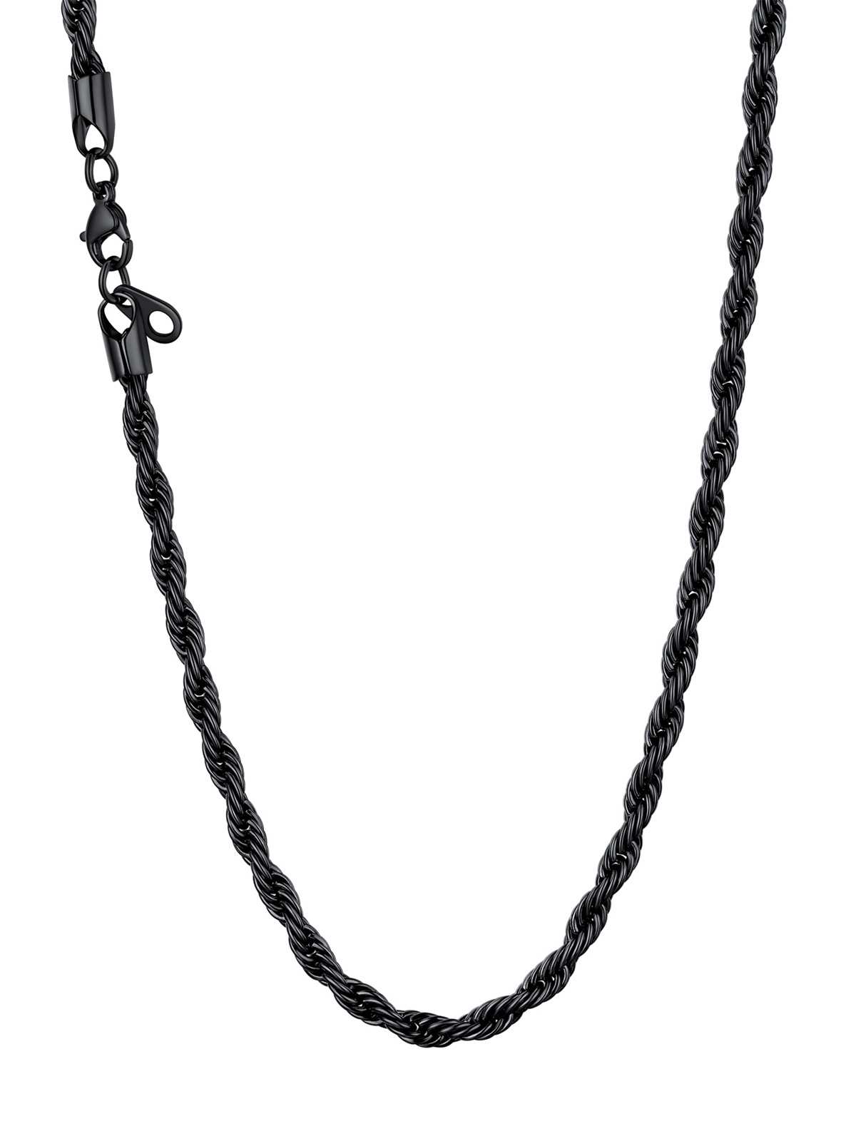 3mm Thick Twisted Rope Chain Necklace in Black Plated
