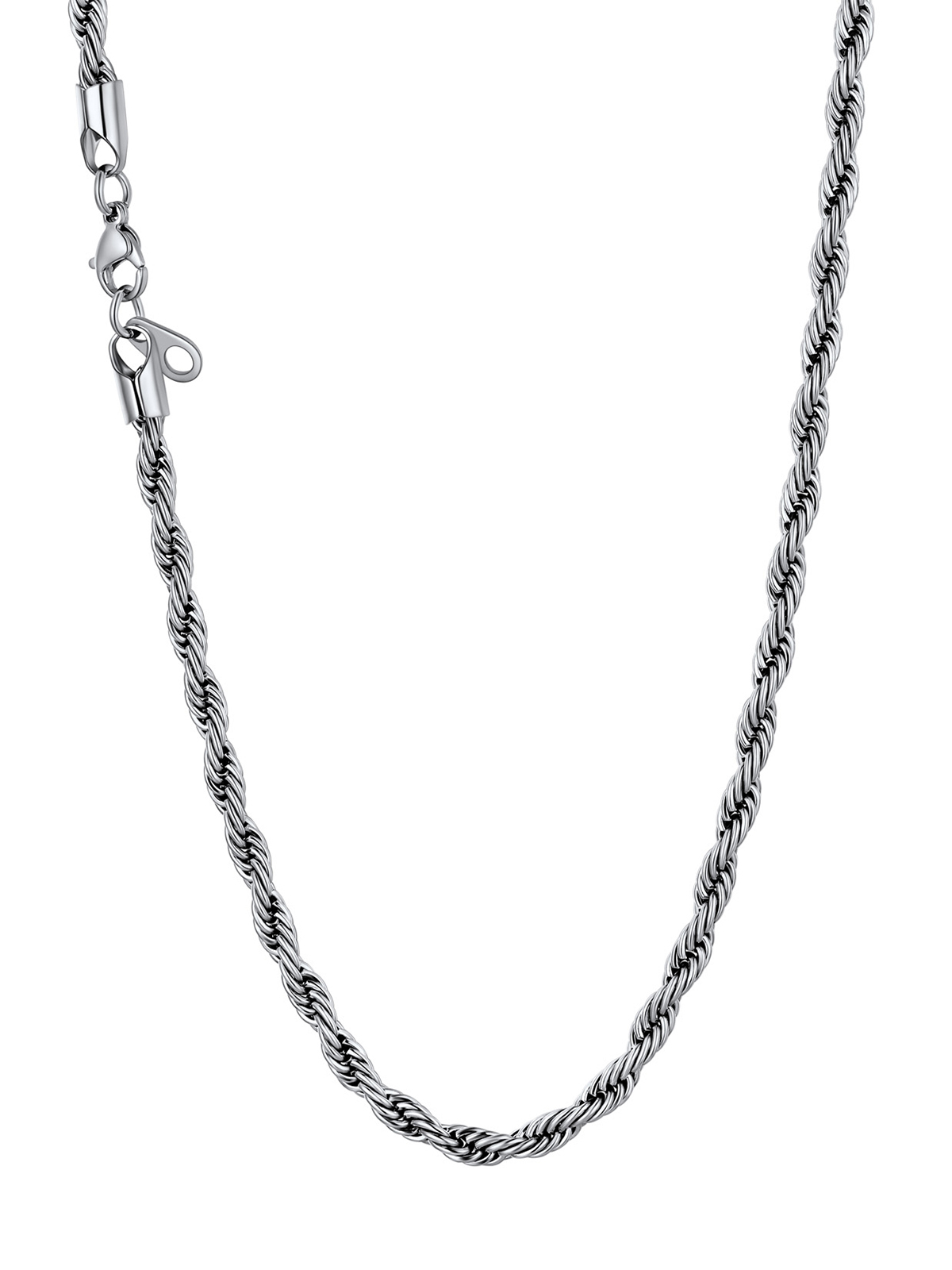 3mm Thick Twisted Rope Chain Necklace in Stainless
