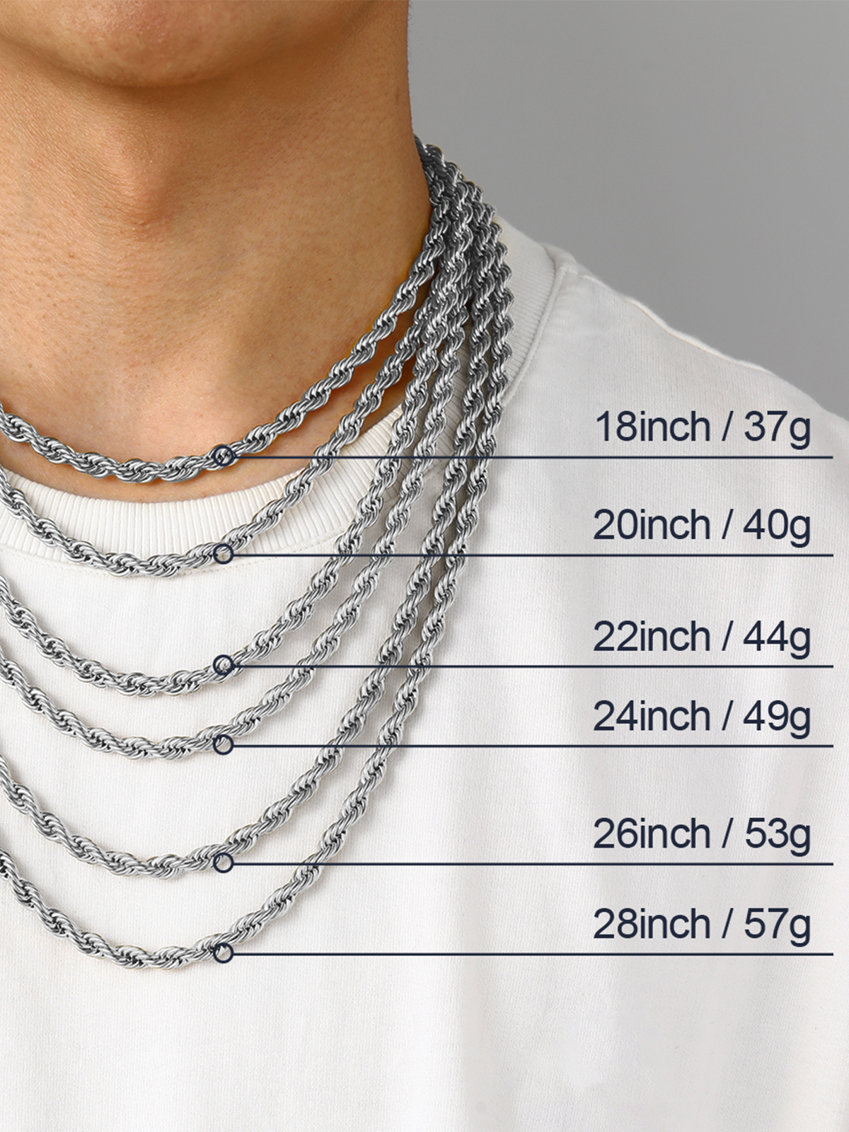 6mm Thick Twisted Rope Chain Necklace in Stainless