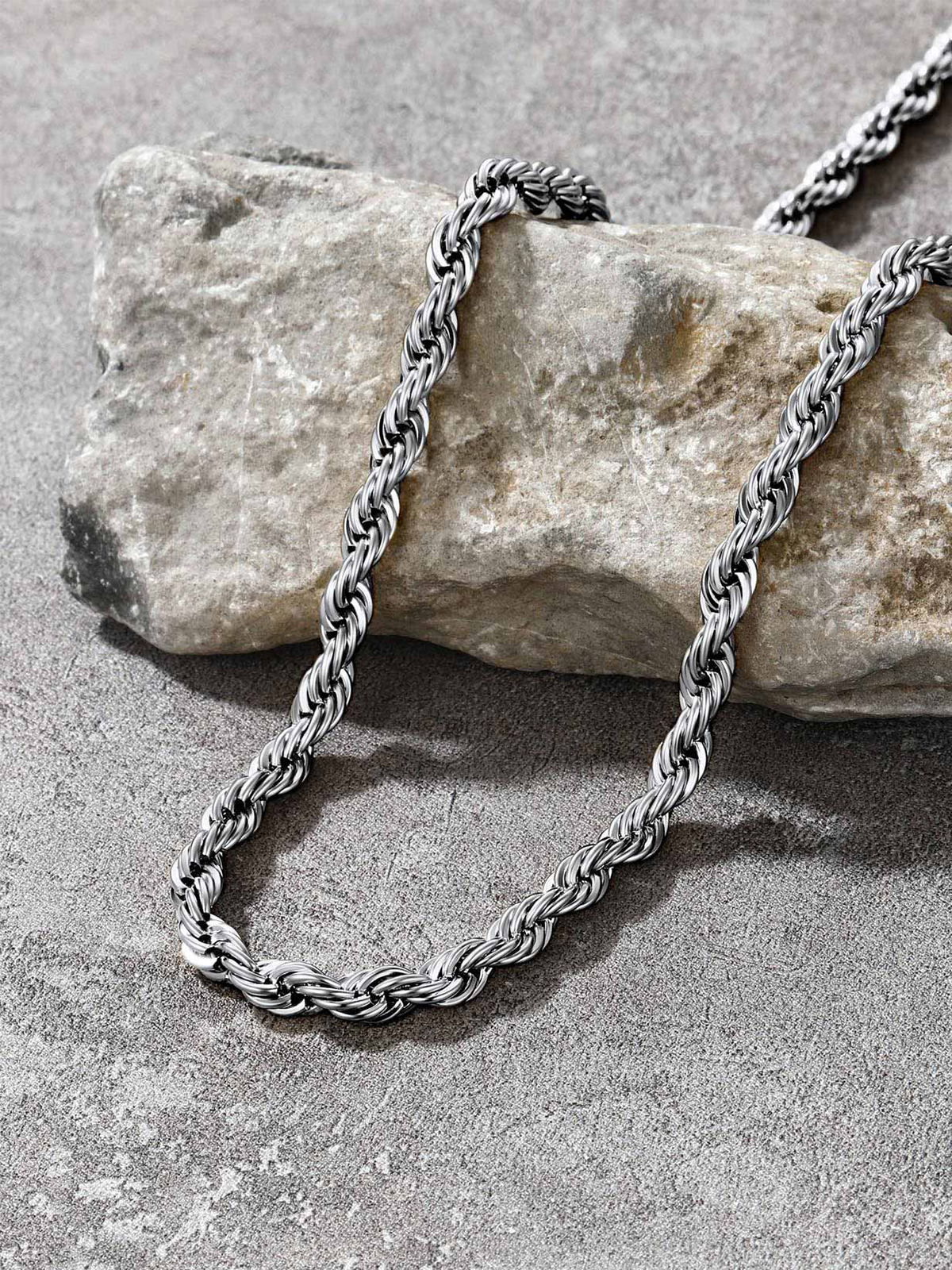 6mm Thick Twisted Rope Chain Necklace in Stainless