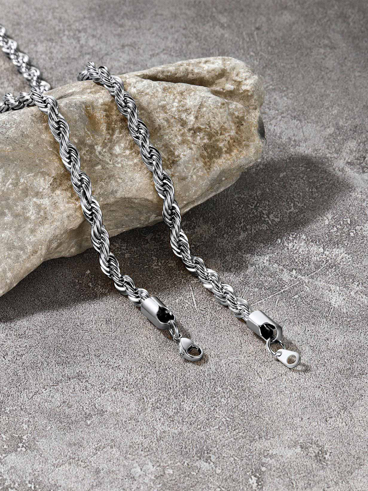 6mm Thick Twisted Rope Chain Necklace in Stainless