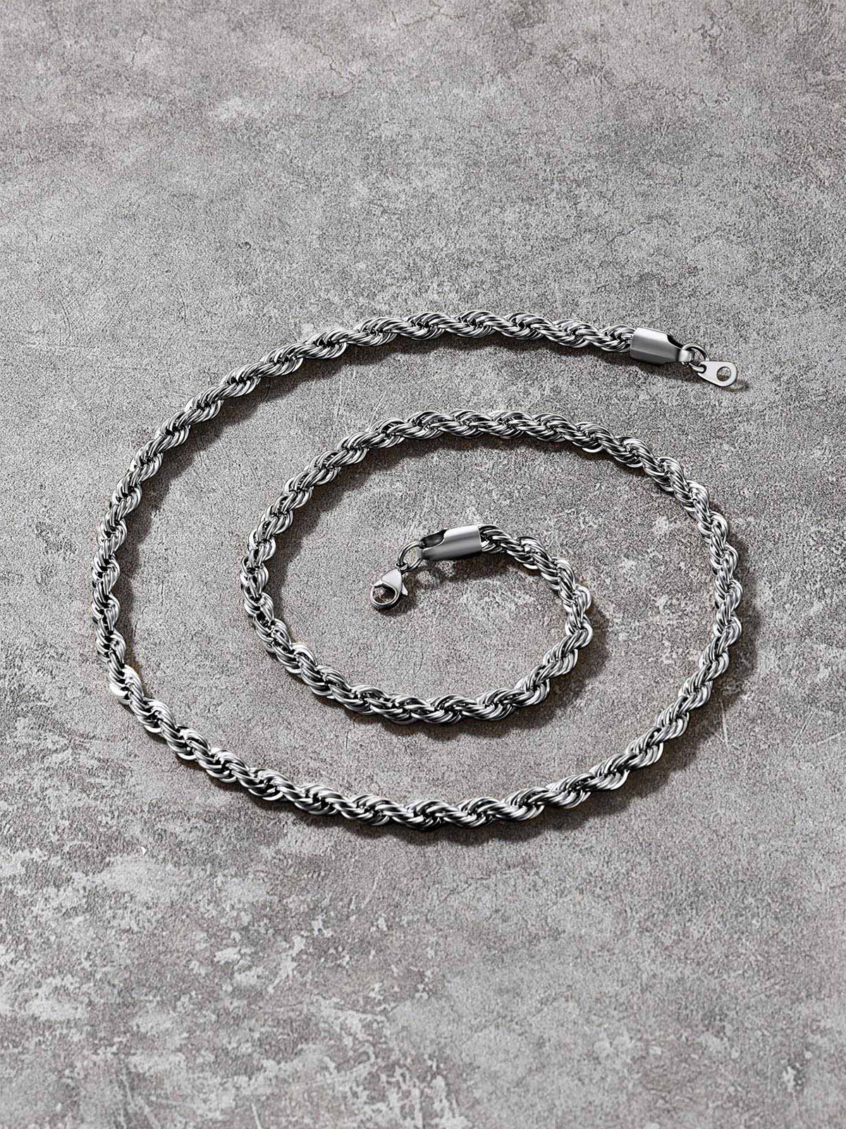 6mm Thick Twisted Rope Chain Necklace in Stainless