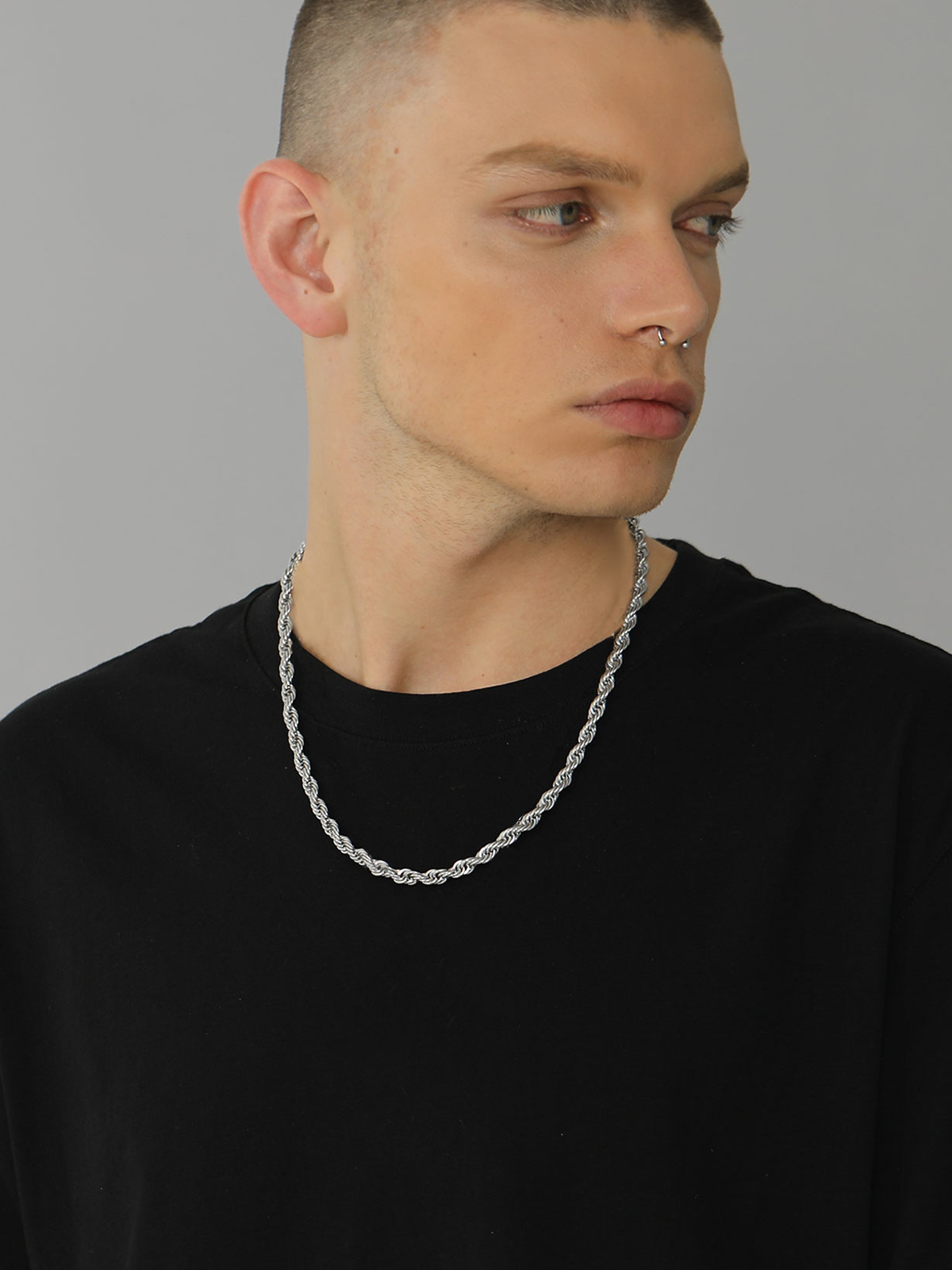 6mm Thick Twisted Rope Chain Necklace in Stainless