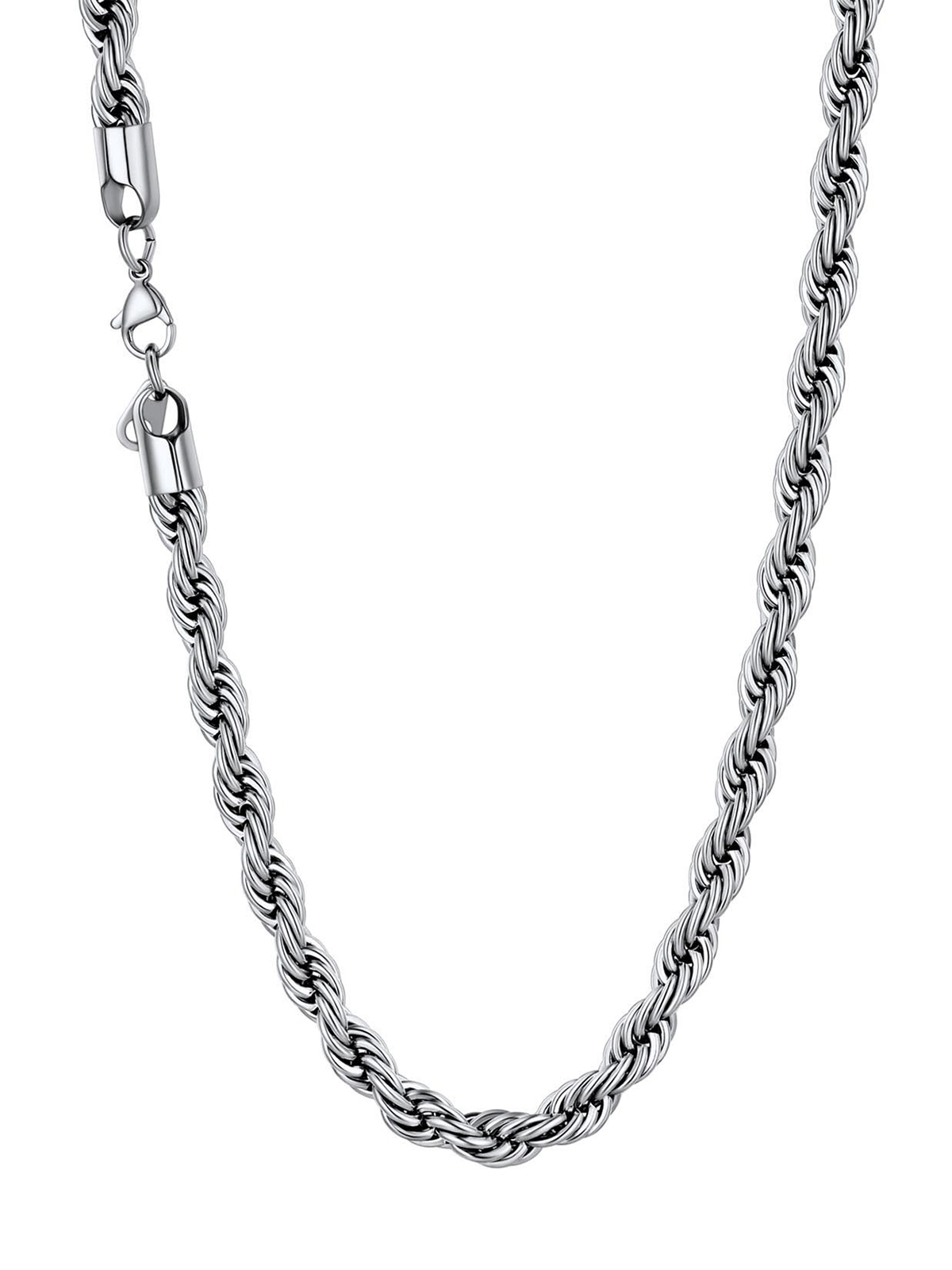 6mm Thick Twisted Rope Chain Necklace in Stainless