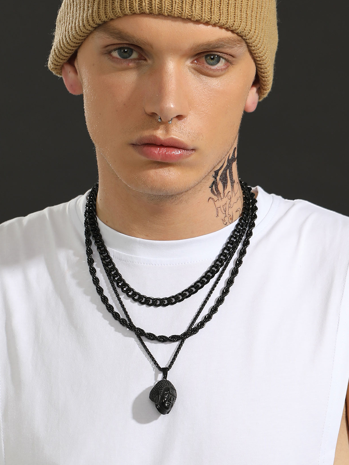 6mm Thick Twisted Rope Chain Necklace in Black Plated