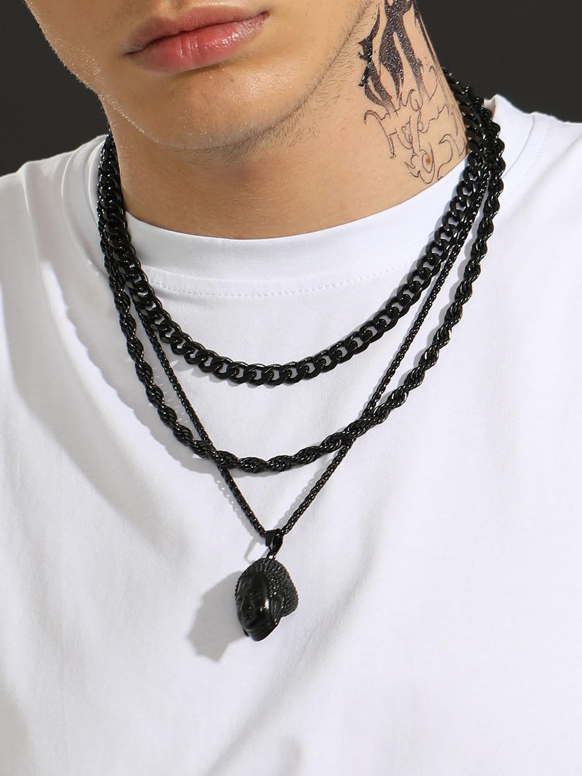 6mm Thick Twisted Rope Chain Necklace in Black Plated