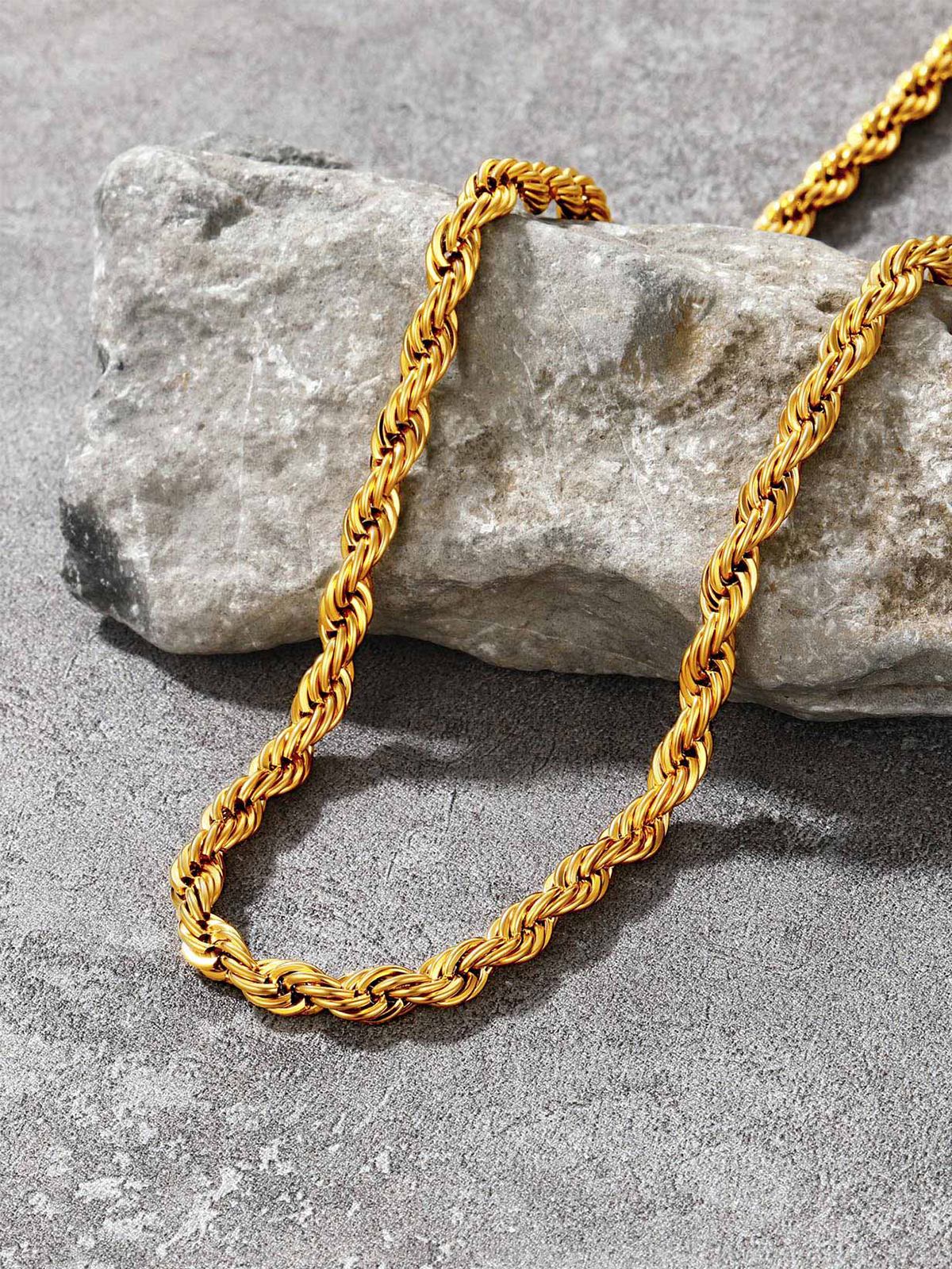 6mm Thick Twisted Rope Chain Necklace in 18K Gold Plated