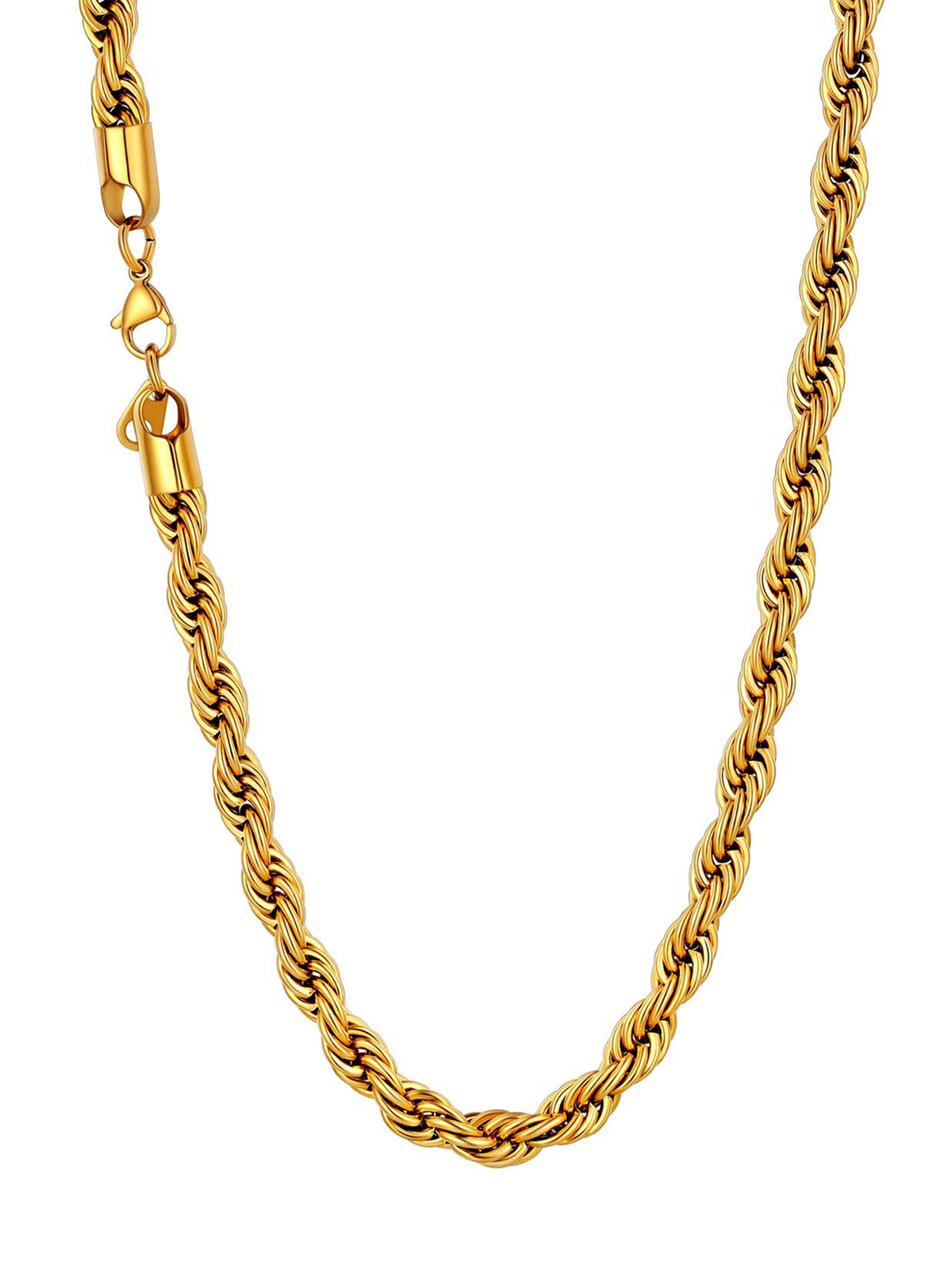 6mm Thick Twisted Rope Chain Necklace in 18K Gold Plated