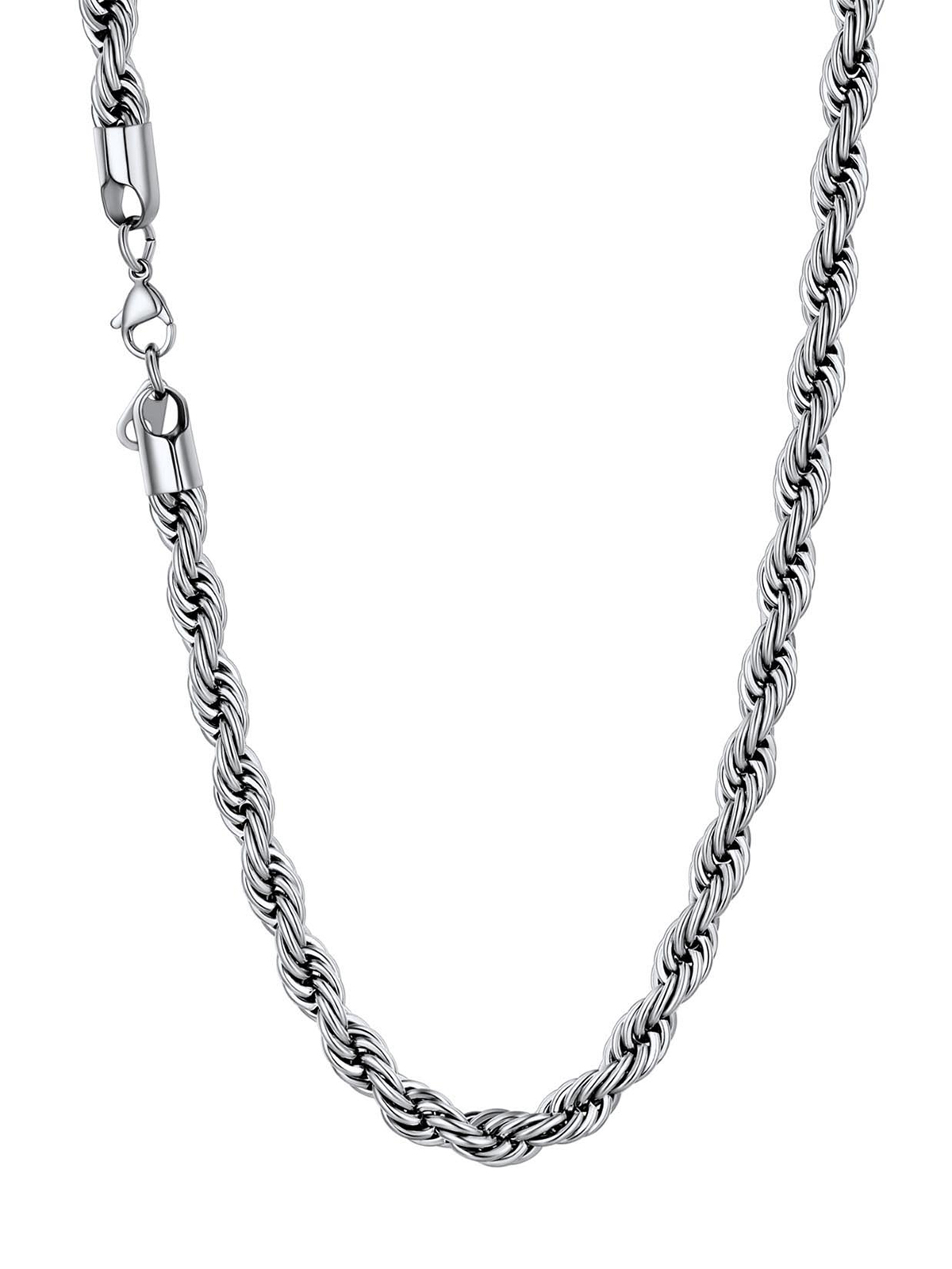 6mm Thick Twisted Rope Chain Necklace in Stainless