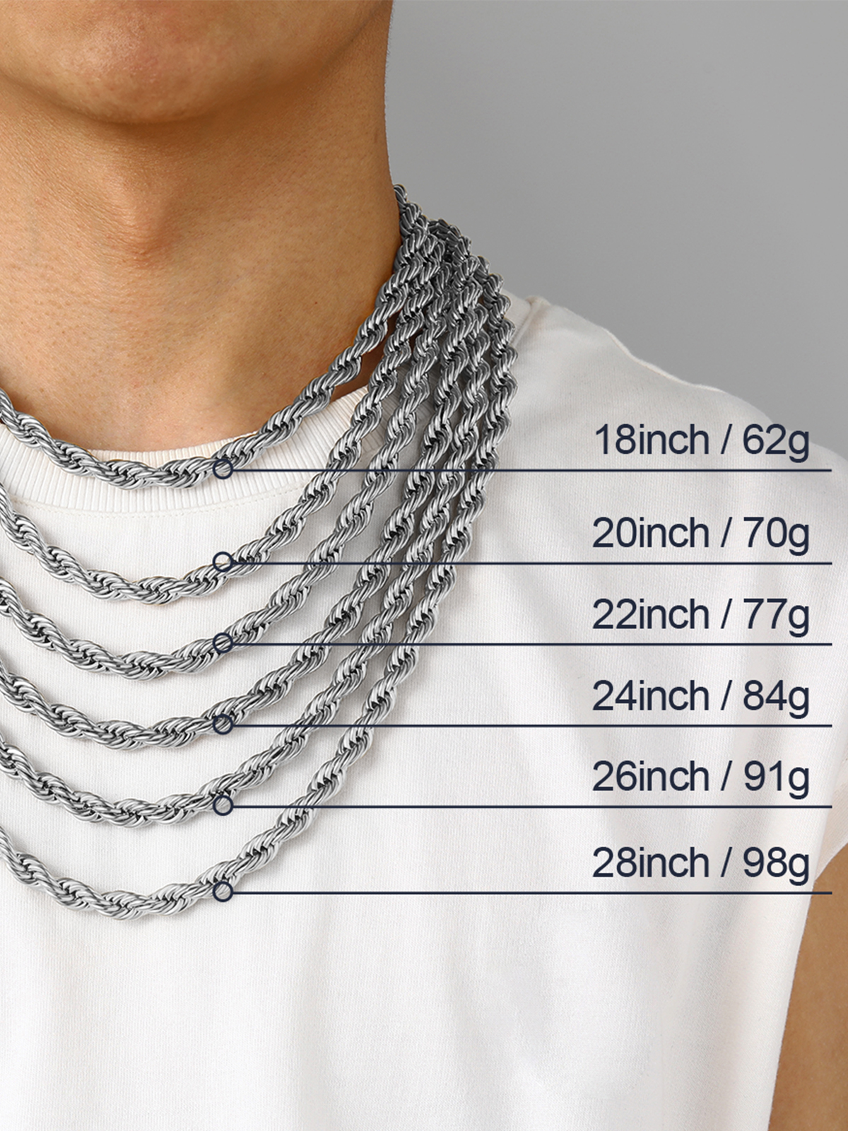 9mm Thick Twisted Rope Chain Necklace in Stainless