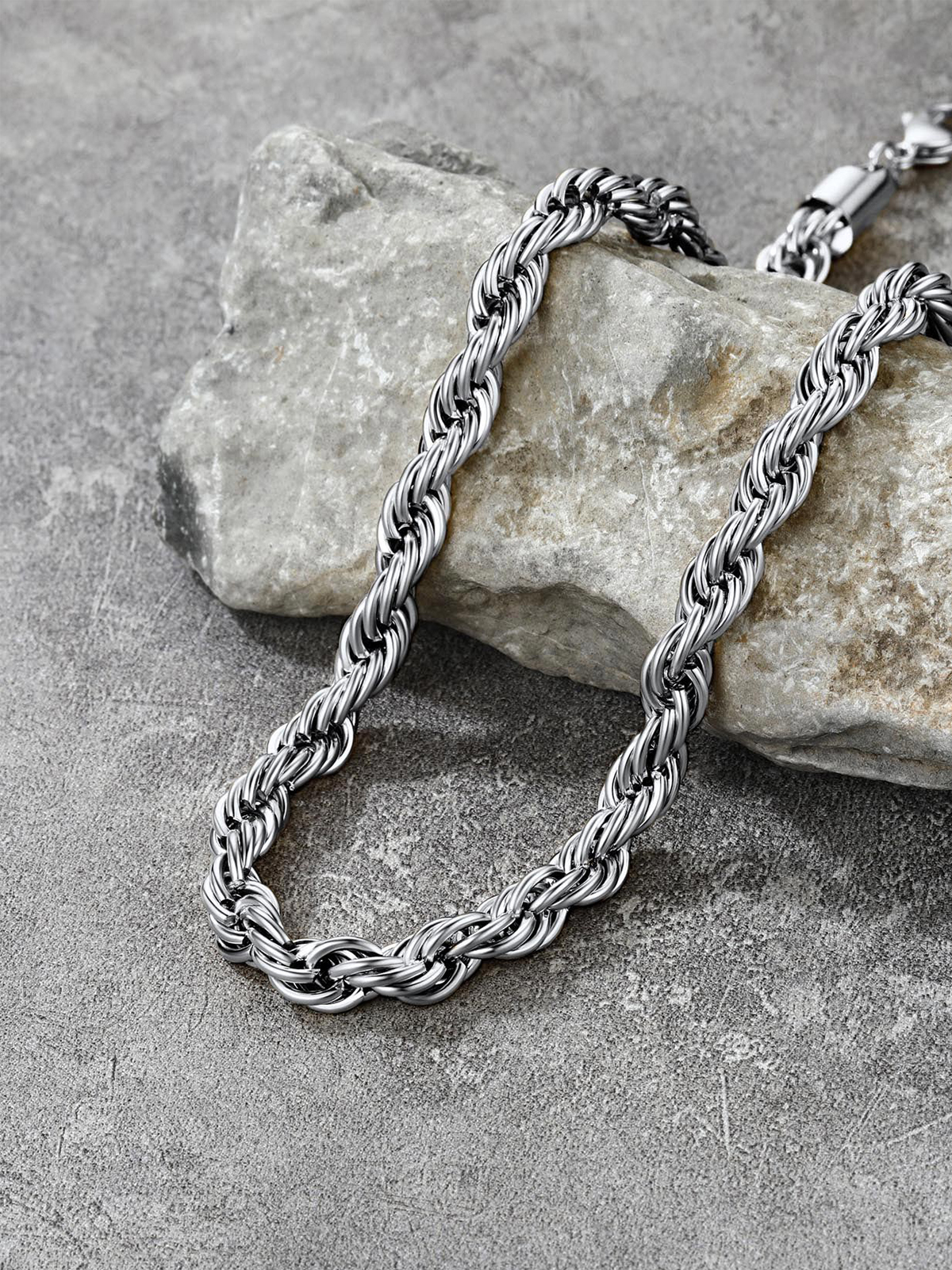 9mm Thick Twisted Rope Chain Necklace in Stainless
