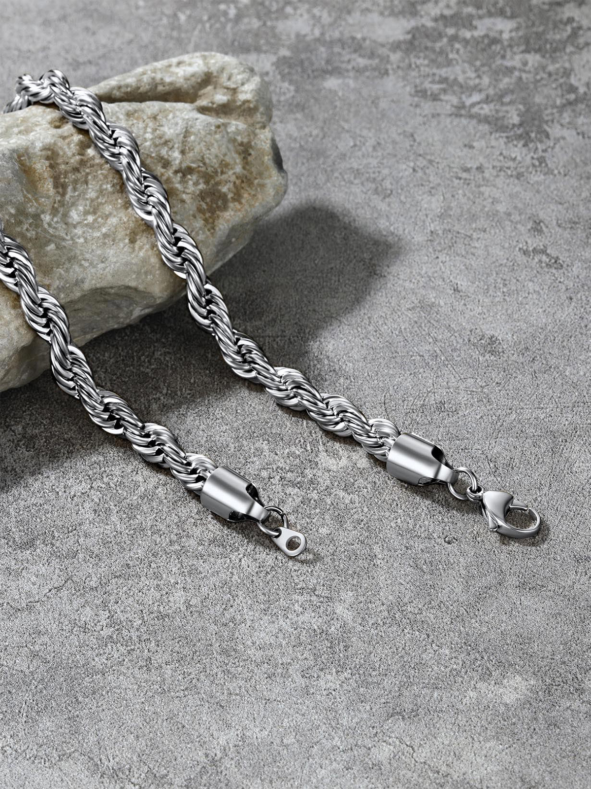 9mm Thick Twisted Rope Chain Necklace in Stainless