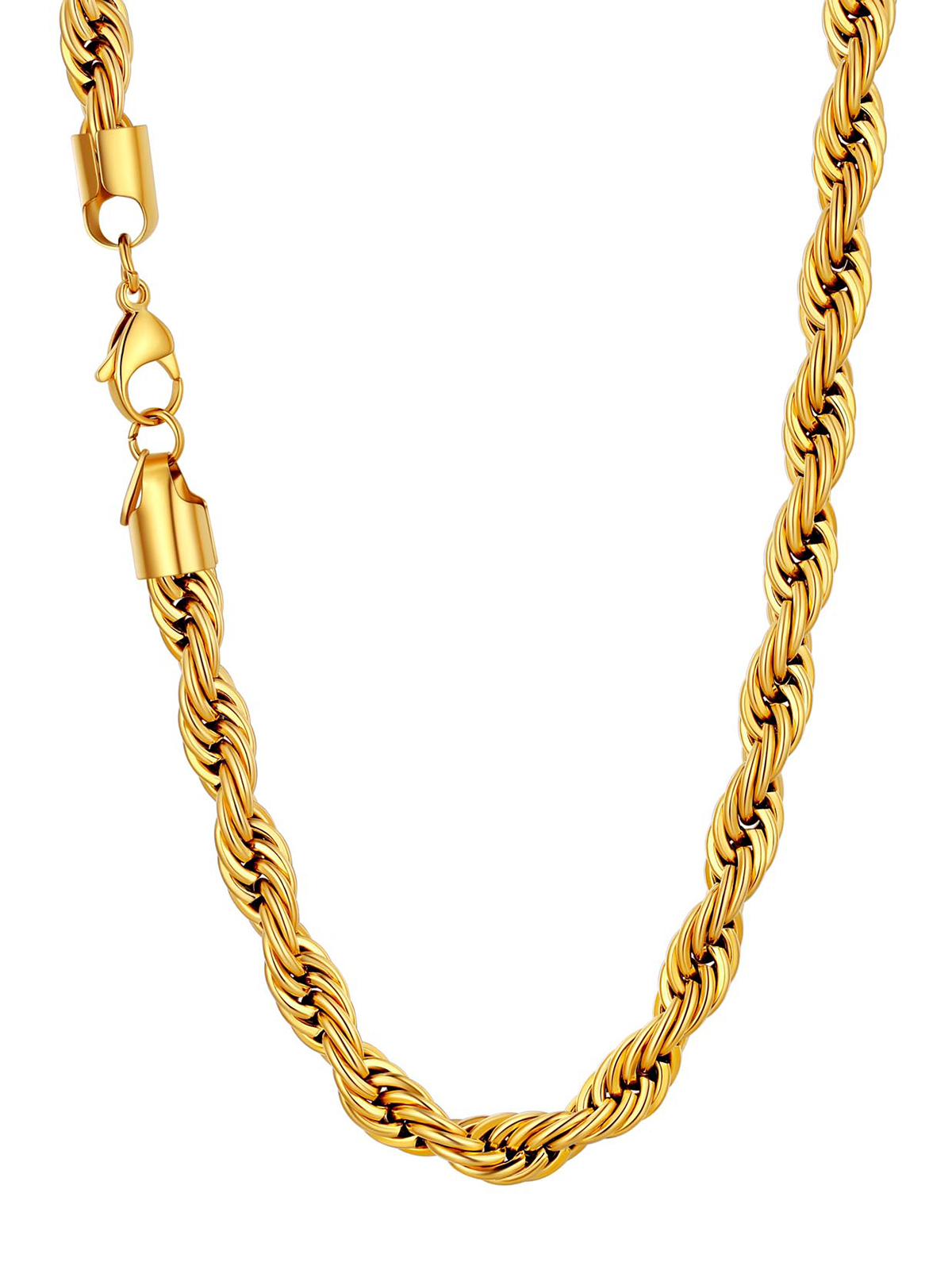 9mm Thick Twisted Rope Chain Necklace in 18K Gold Plated