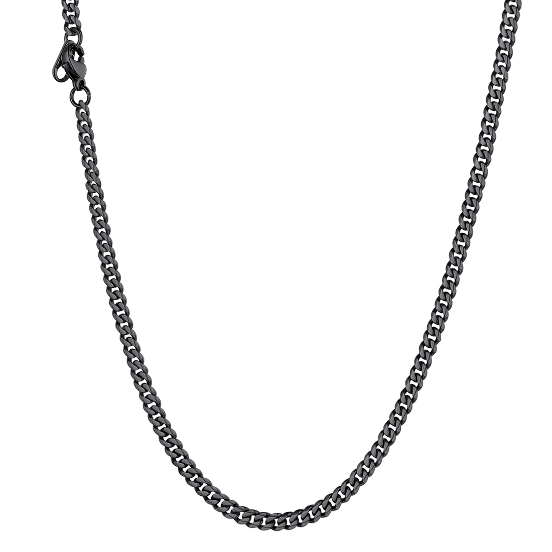 3mm Cuban Chain Necklace in Black Plated