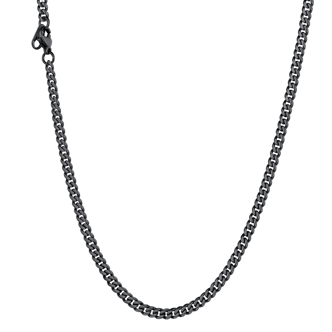 3mm Cuban Chain Necklace in Black Plated