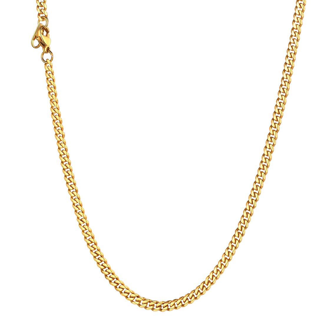 3mm Cuban Chain Necklace in 18K Gold Plated