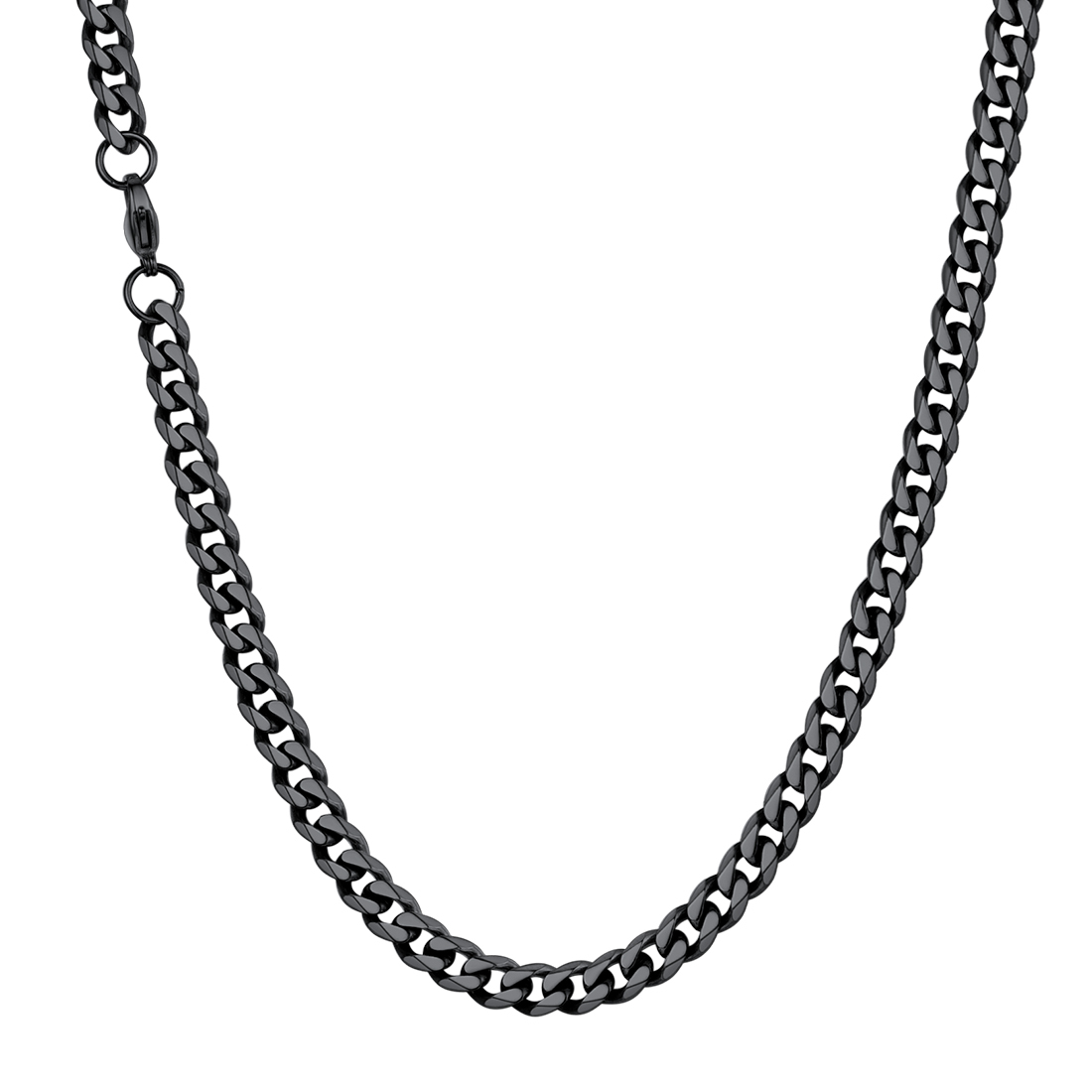 6mm Thick Cuban Chain Necklace in Black Plated