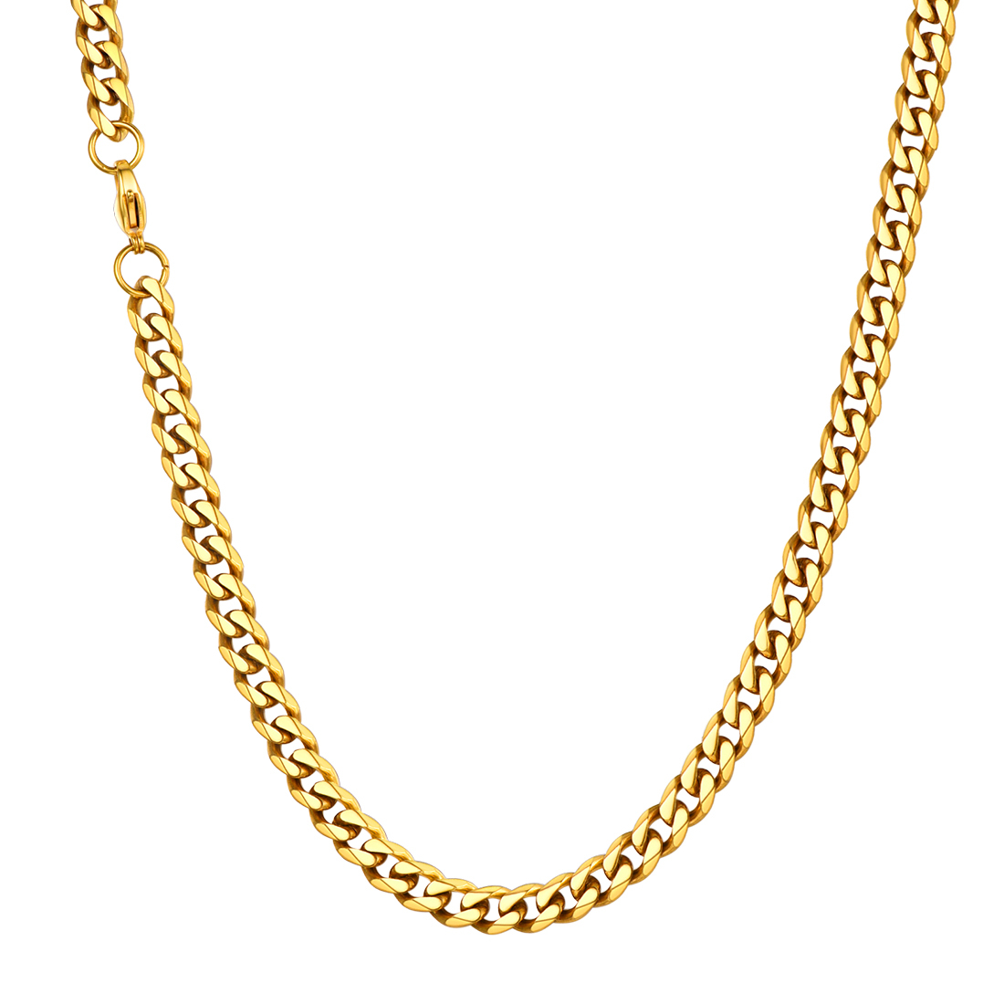 6mm Thick Cuban Chain Necklace in 18K Gold Plated