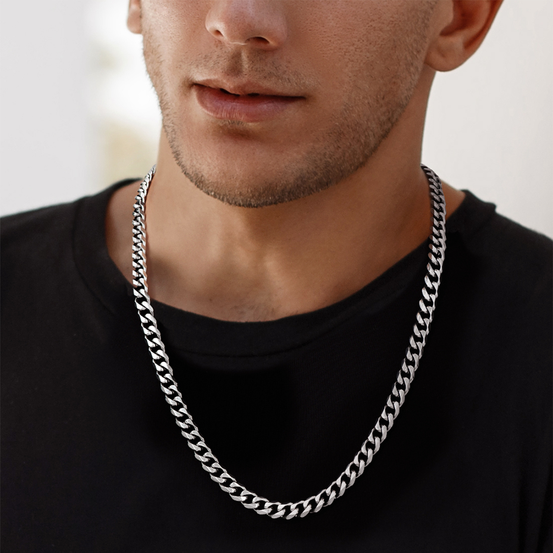 9mm Thick Cuban Chain Necklace in Stainless