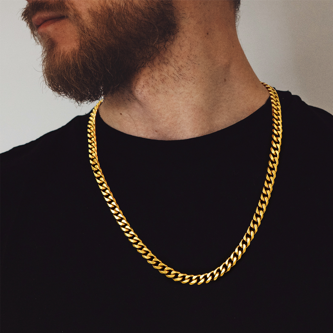 9mm Thick Cuban Chain Necklace in 18K Gold Plated