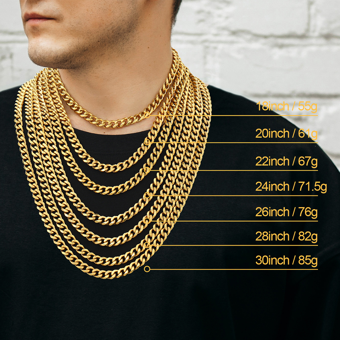 9mm Thick Cuban Chain Necklace in 18K Gold Plated