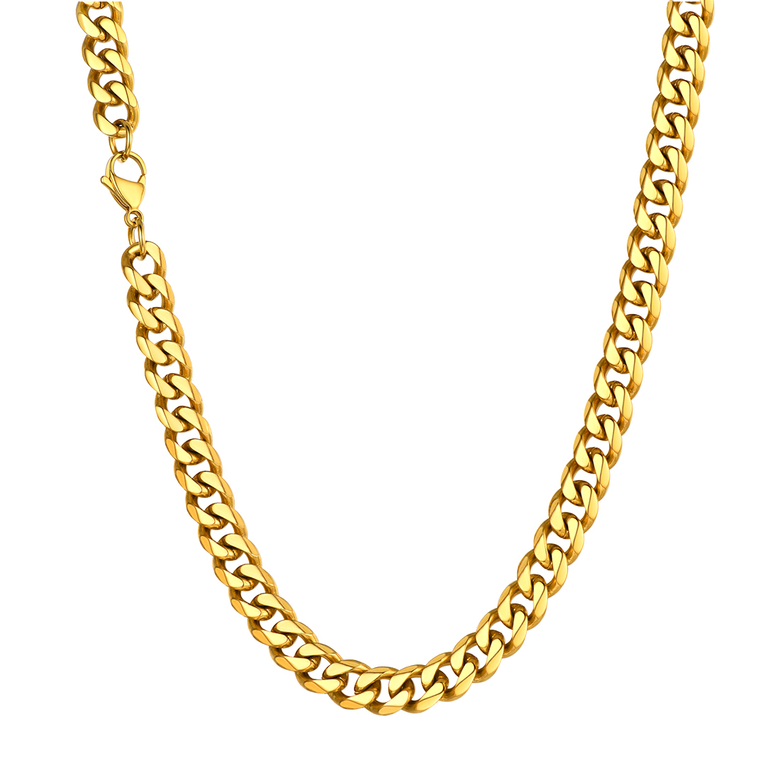9mm Thick Cuban Chain Necklace in 18K Gold Plated