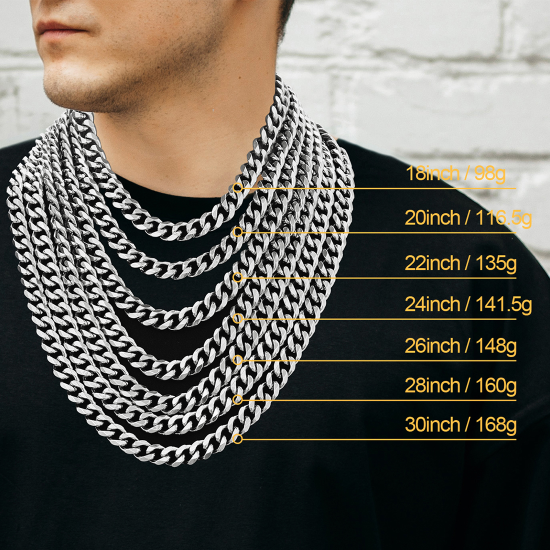 12mm Thick Cuban Chain Necklace in Stainless