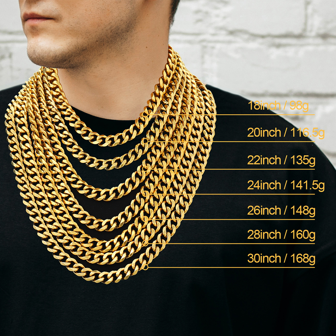 12mm Thick Cuban Chain Necklace in 18K Gold Plated