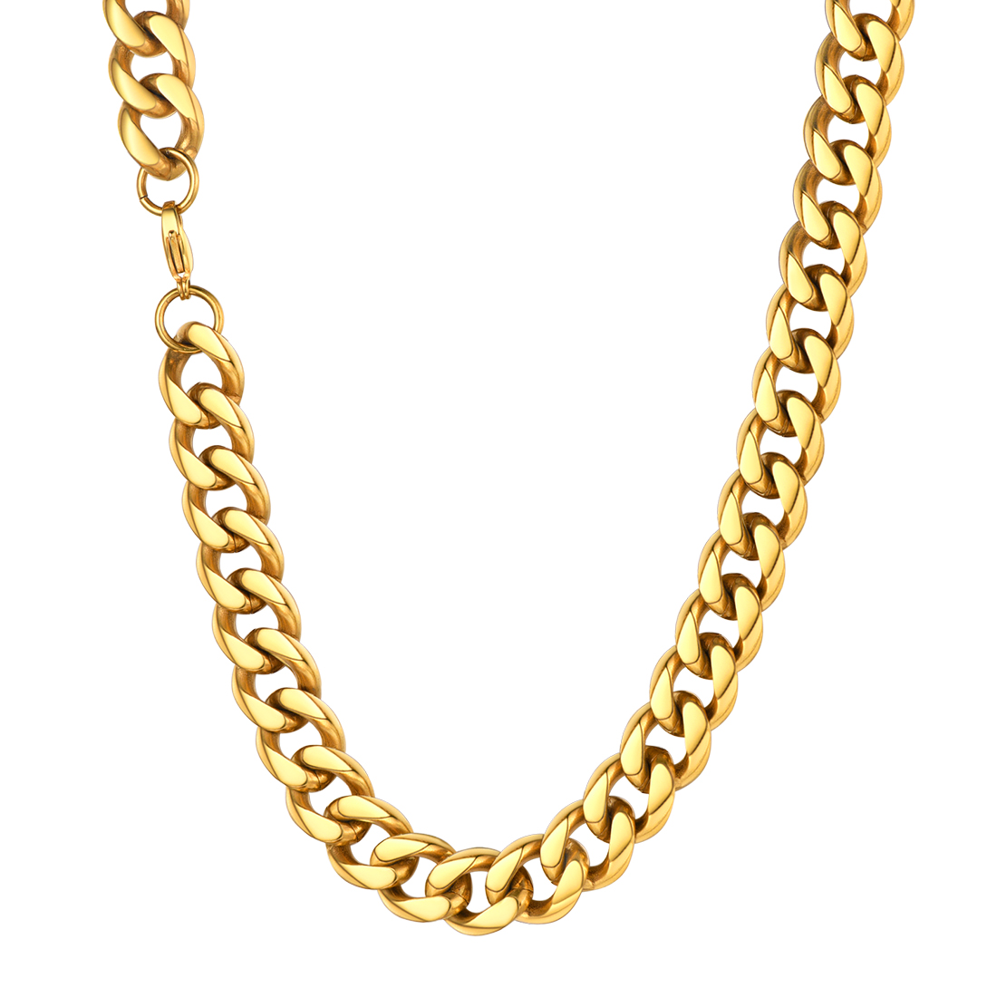 12mm Thick Cuban Chain Necklace in 18K Gold Plated