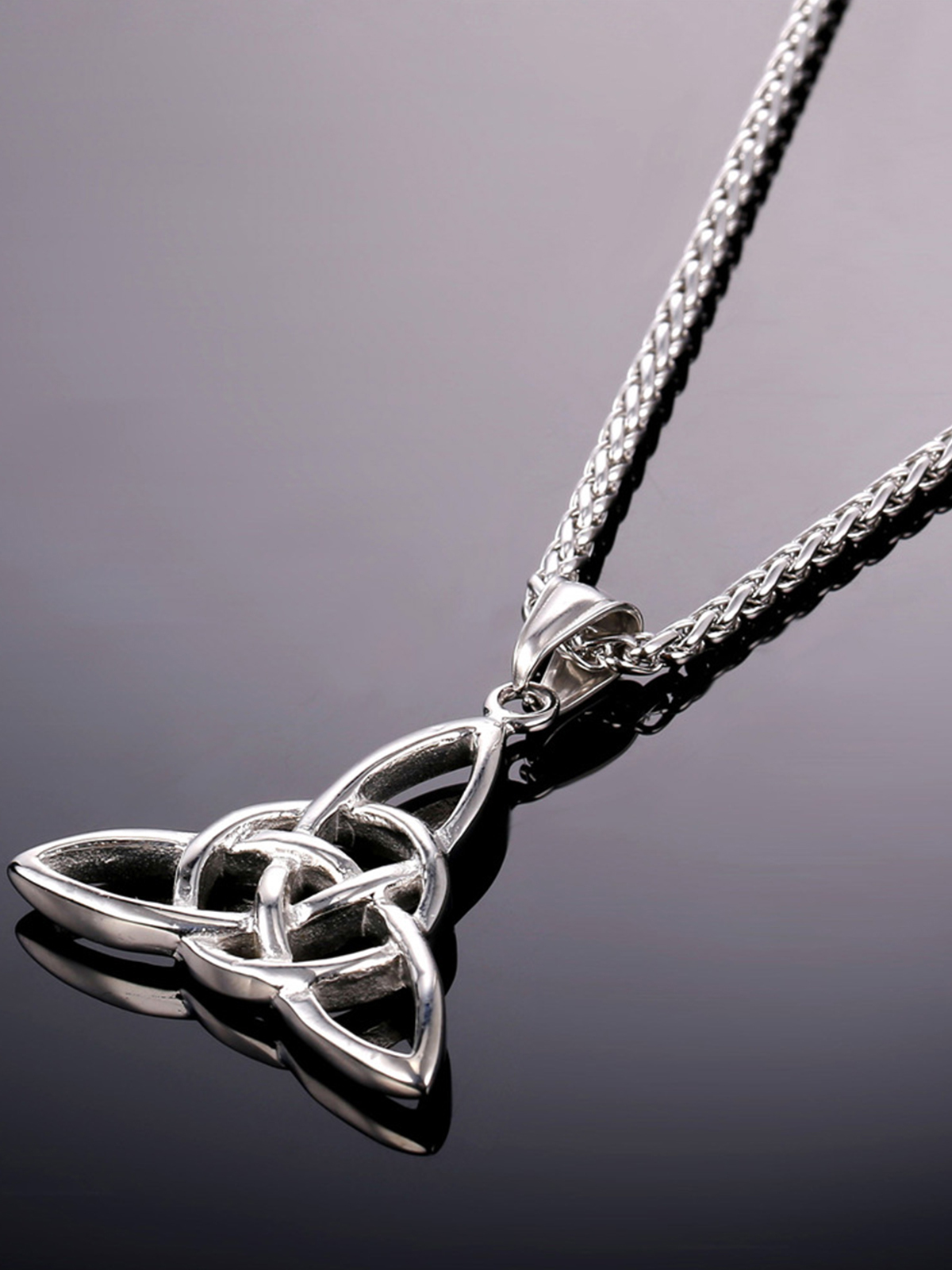 Celtic Knot Pendant Triquetra Necklace in Stainless