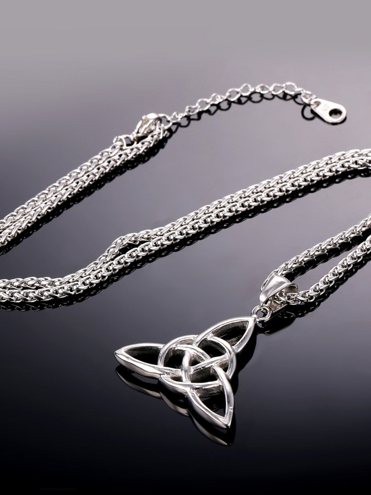 Celtic Knot Pendant Triquetra Necklace in Stainless