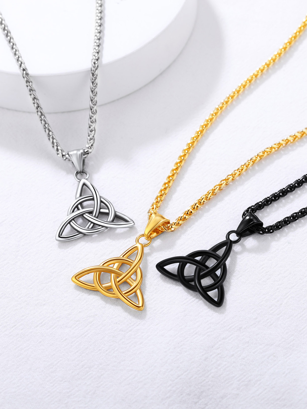 Celtic Knot Pendant Triquetra Necklace in Stainless