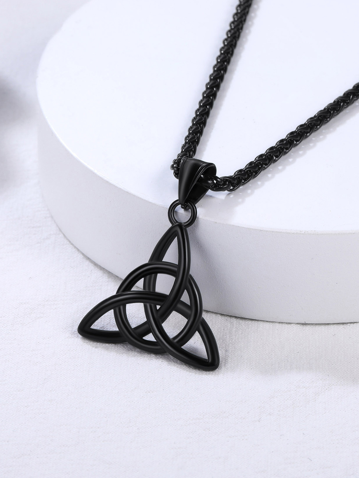 Celtic Knot Pendant Triquetra Necklace in Black Plated