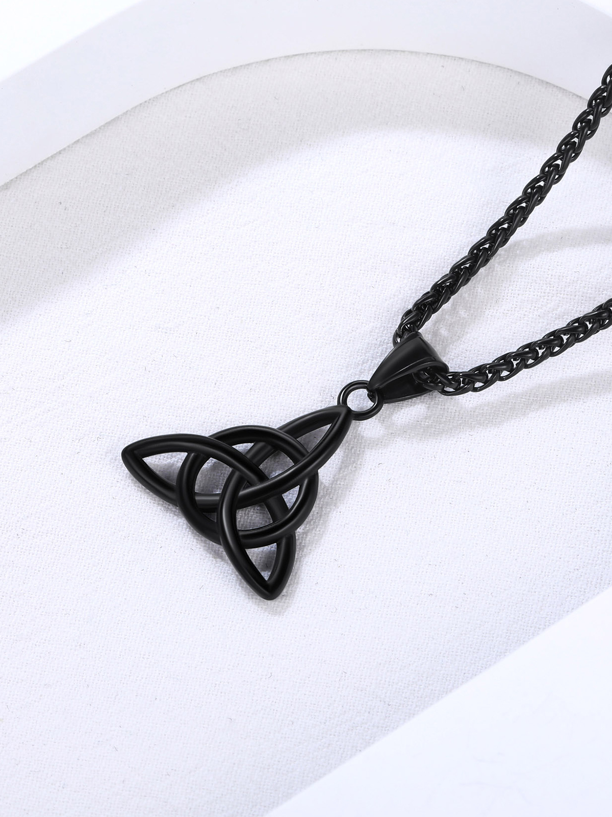 Celtic Knot Pendant Triquetra Necklace in Black Plated