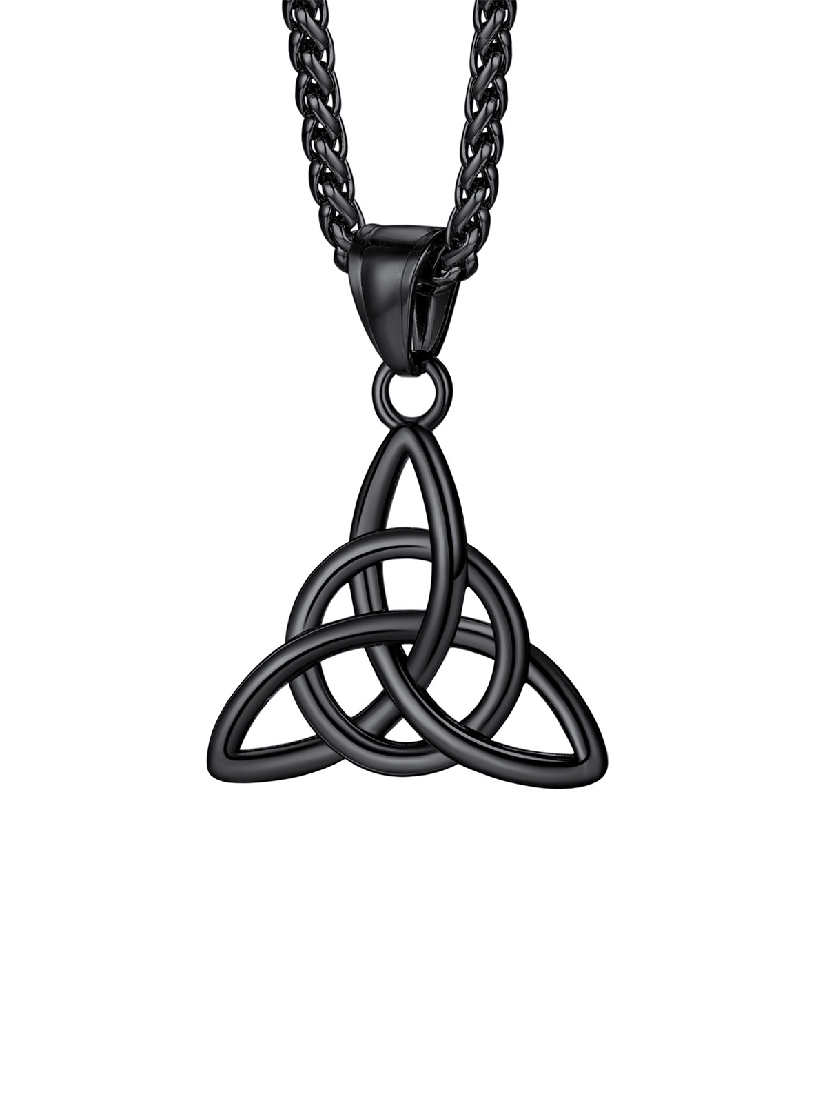 Celtic Knot Pendant Triquetra Necklace in Black Plated