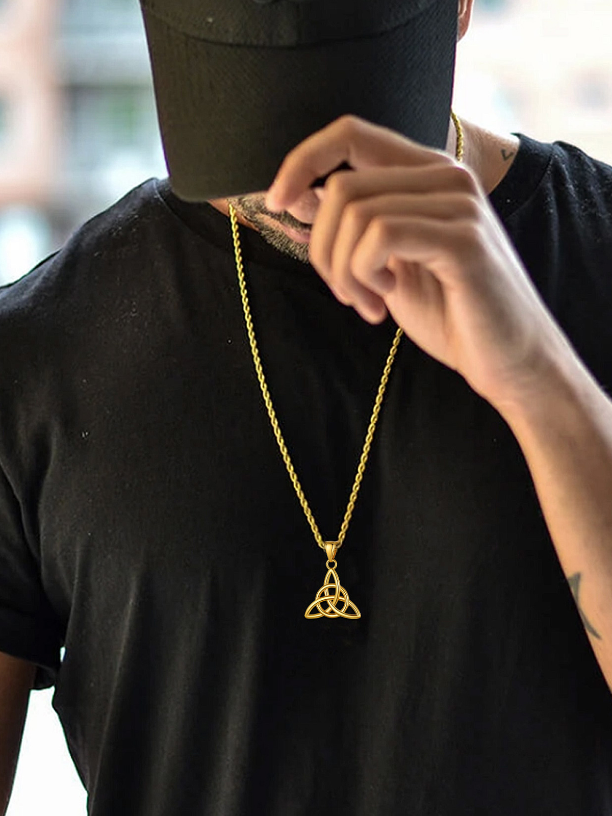 Celtic Knot Pendant Triquetra Necklace in 18K Gold Plated
