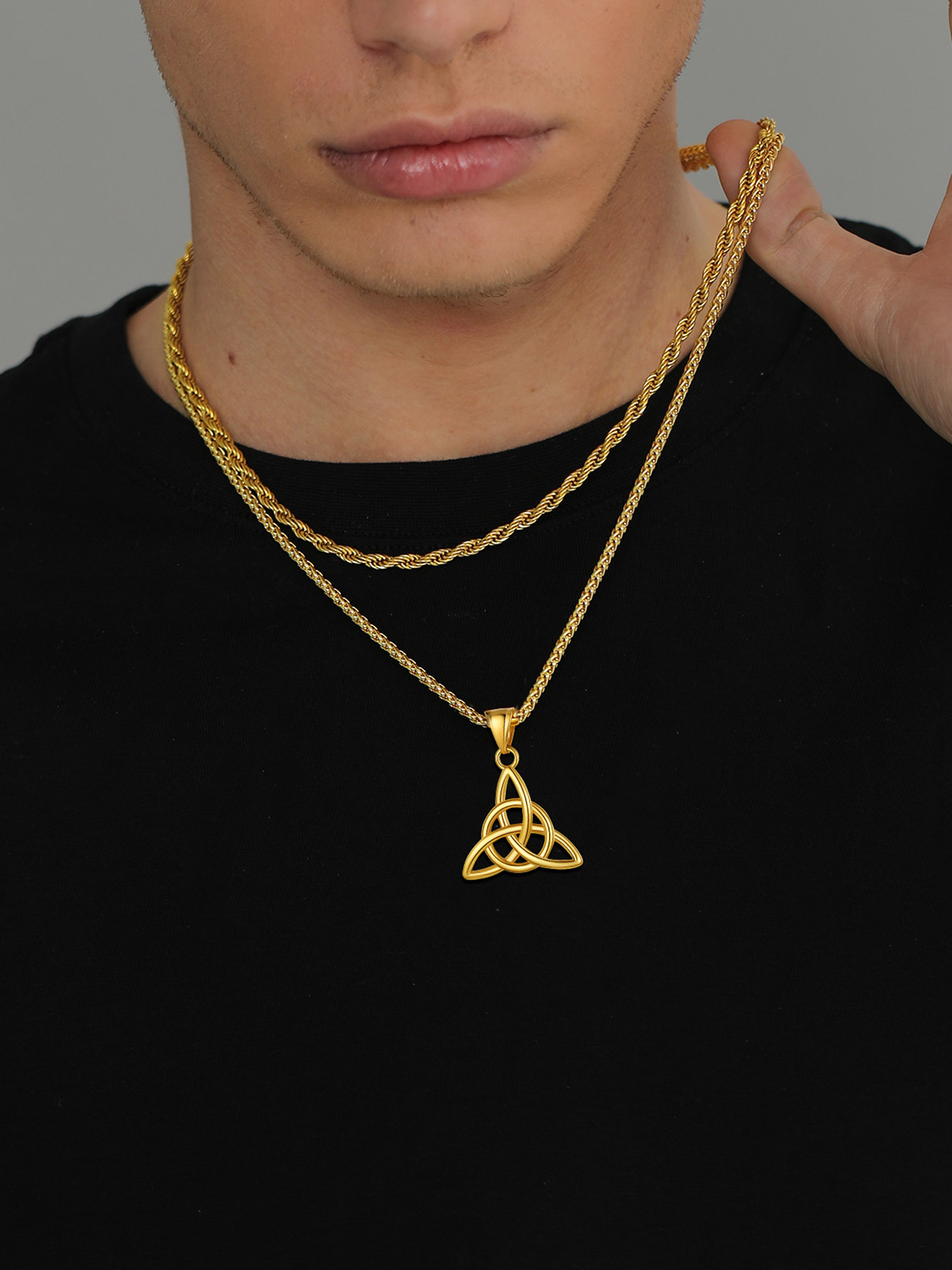 Celtic Knot Pendant Triquetra Necklace in 18K Gold Plated