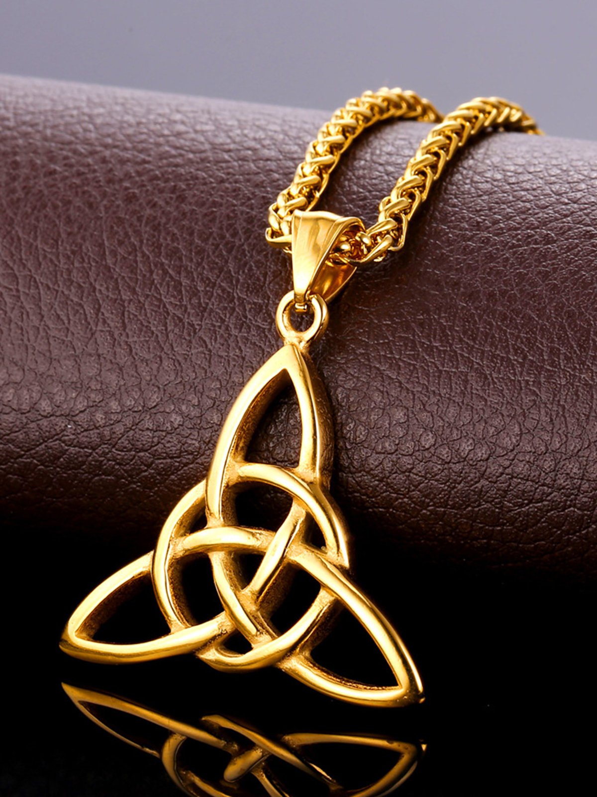 Celtic Knot Pendant Triquetra Necklace in 18K Gold Plated