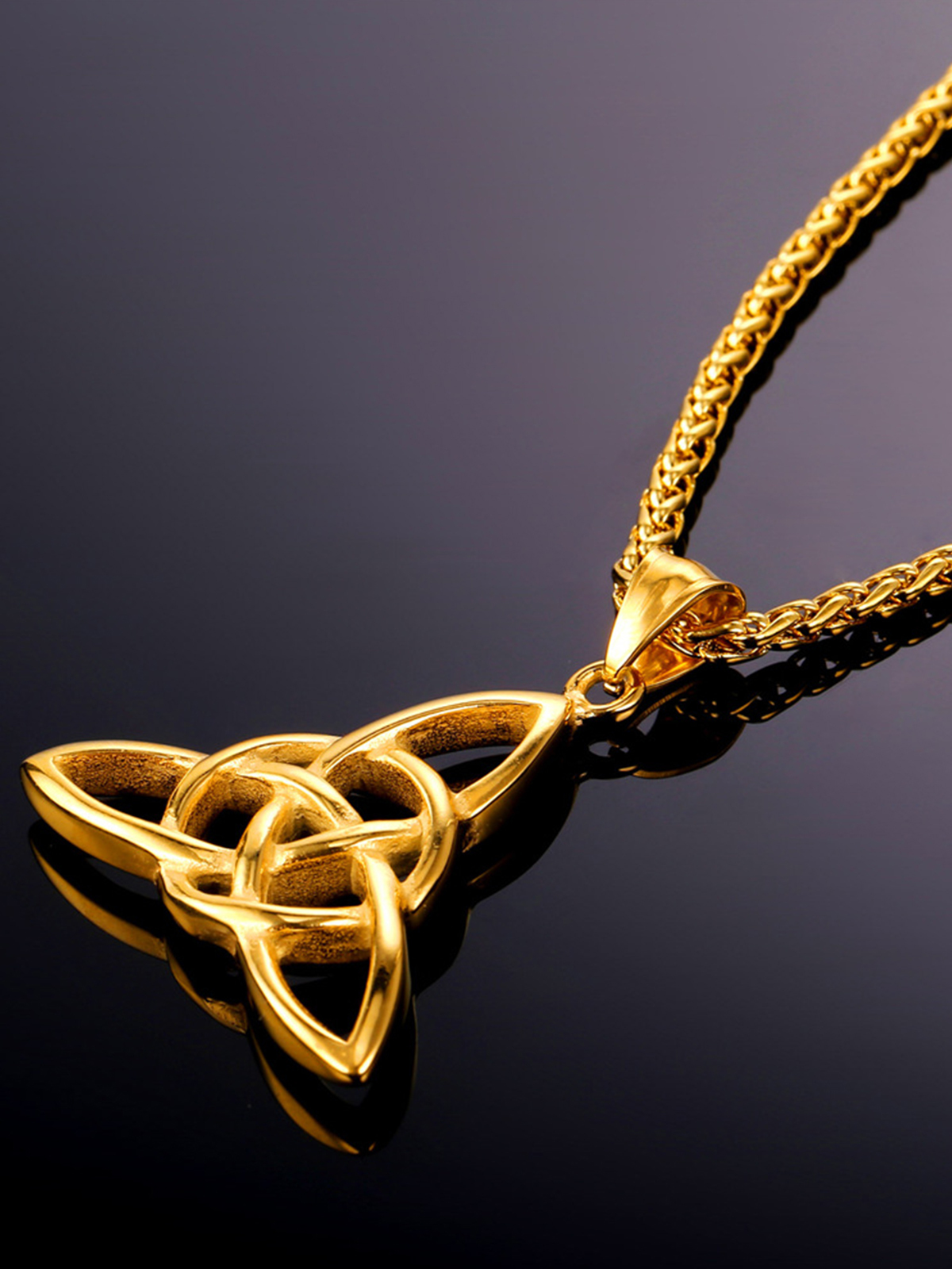 Celtic Knot Pendant Triquetra Necklace in 18K Gold Plated