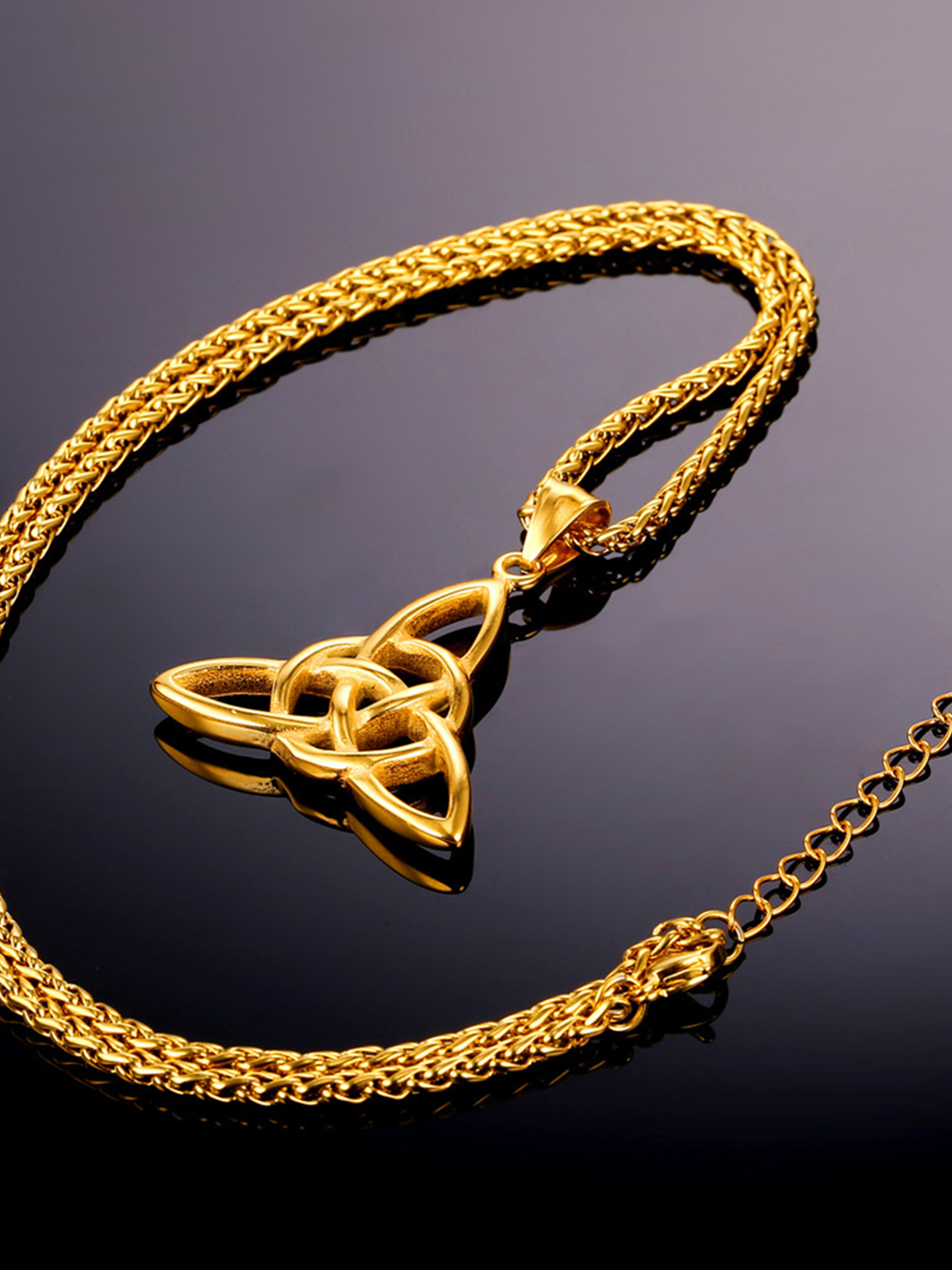 Celtic Knot Pendant Triquetra Necklace in 18K Gold Plated