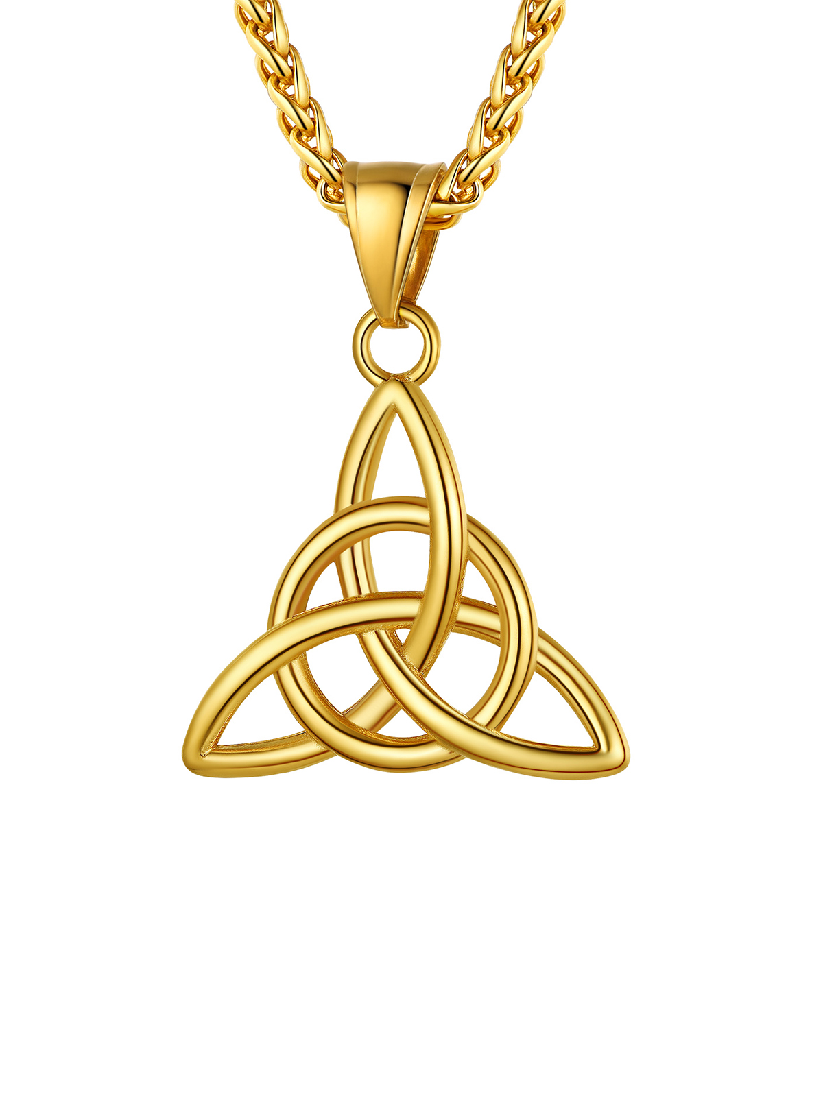 Celtic Knot Pendant Triquetra Necklace in 18K Gold Plated